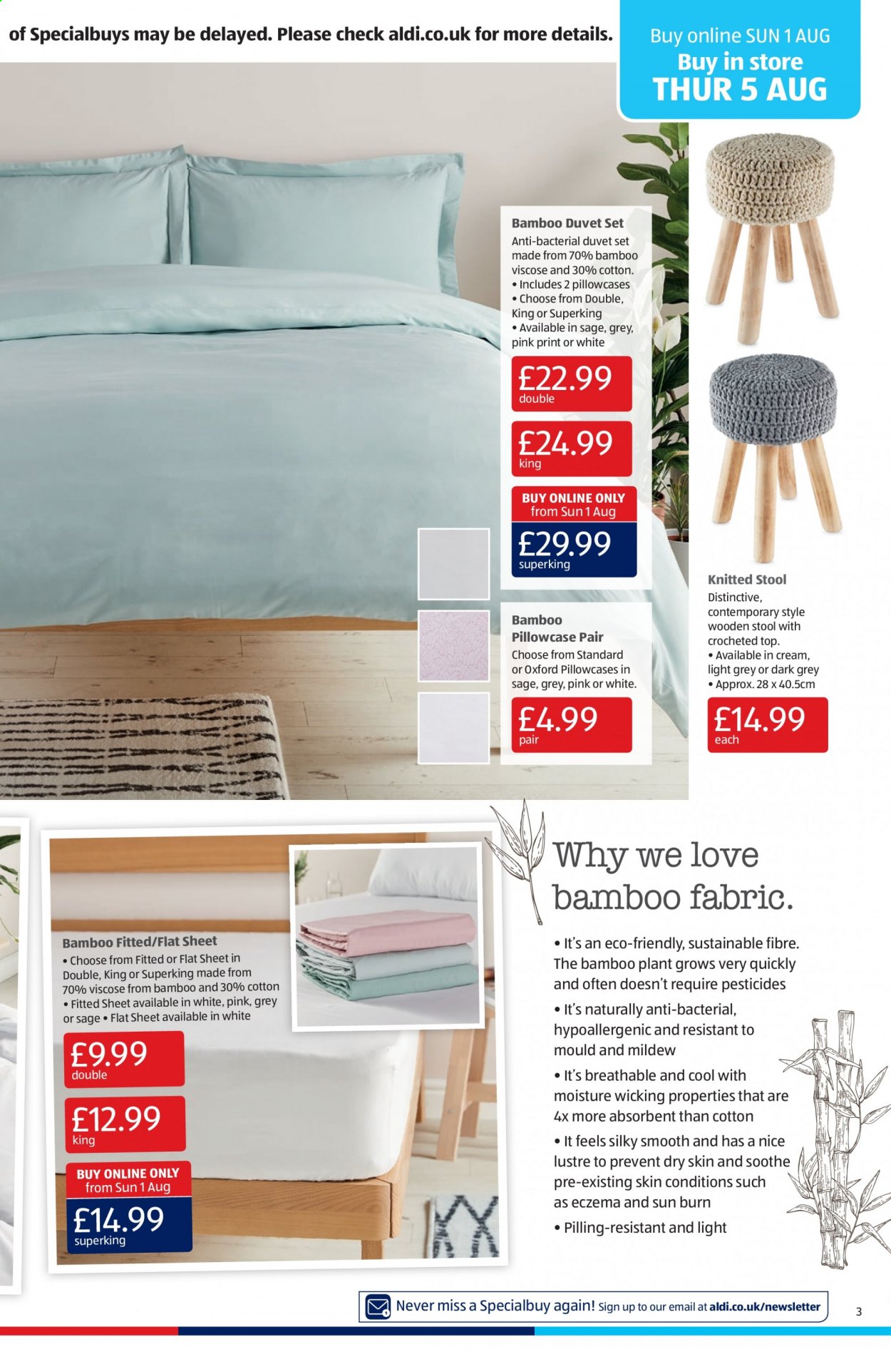 thumbnail - Aldi offer  - 01/08/2021 - 08/08/2021 - Sales products - duvet, pillowcase, stool. Page 3.