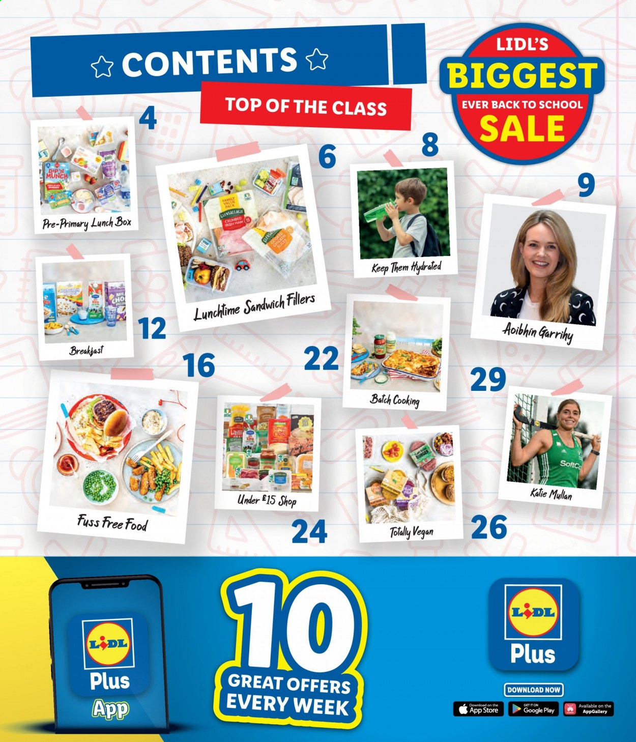 thumbnail - Lidl offer  - Sales products - hamburger, mullan, sandwich, meal box, Plus Plus. Page 3.