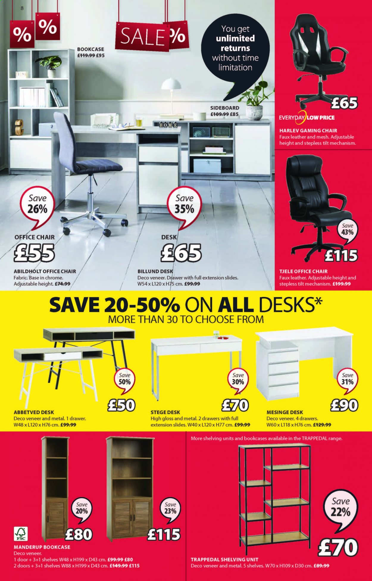 thumbnail - JYSK offer  - 02/08/2021 - 22/08/2021 - Sales products - chair, bookcase, sideboard, shelves, shelf unit, locker desk, office chair. Page 8.