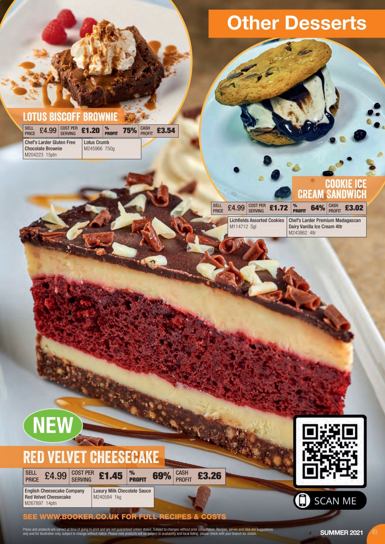 Makro offer  - 17.8.2021 - 31.8.2021 - Sales products - brownies, sauce, ice cream sandwich, ice cream, cookies, milk chocolate, Lotus. Page 49.