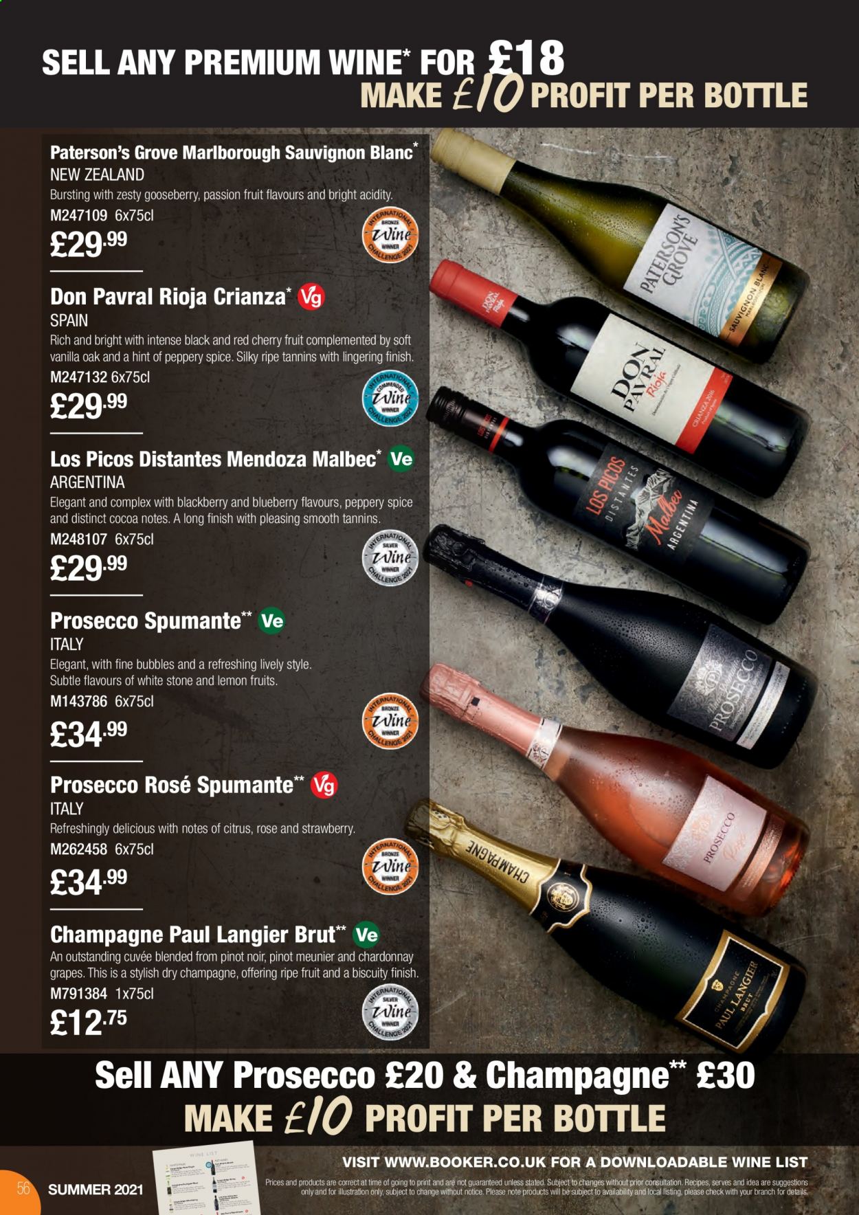Makro offer  - 17.8.2021 - 31.8.2021 - Sales products - grapefruits, cherries, melons, cocoa, spice, Spumante, Cuvée, Pinot Grigio, champagne, Pinot Noir, prosecco, Merlot, Sauvignon Blanc, Shiraz, red wine, rosé wine, Brut. Page 56.