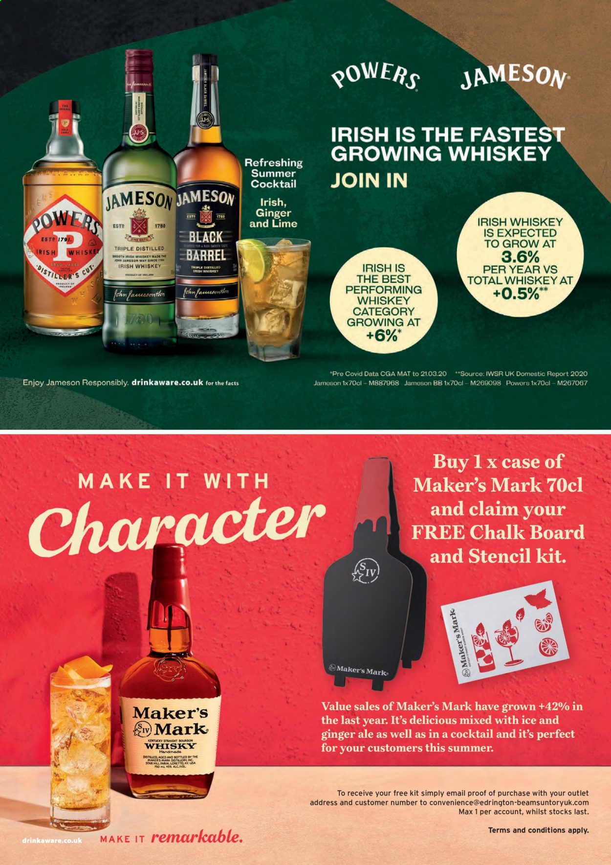 Makro offer  - 17.8.2021 - 31.8.2021 - Sales products - ginger ale, Jameson, irish whiskey, bourbon. Page 66.