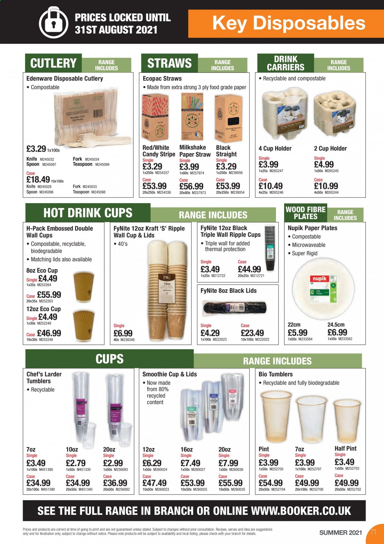Makro offer  - 17.8.2021 - 31.8.2021 - Sales products - Kraft®, fork, knife, spoon, tumbler, plate, cup, teaspoon, disposable cutlery, straw, paper plate, wall cup. Page 71.