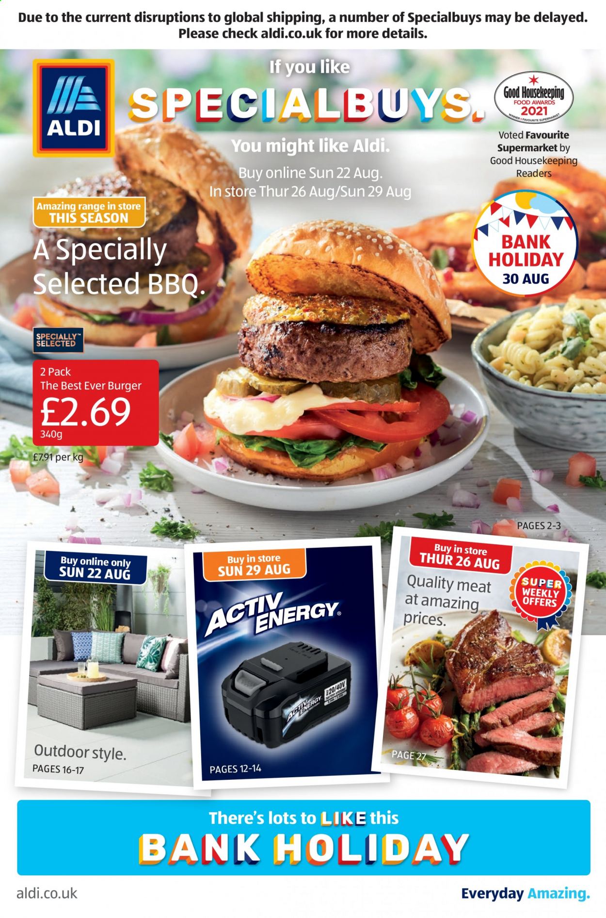 thumbnail - Aldi offer  - 22/08/2021 - 29/08/2021 - Sales products - hamburger. Page 1.