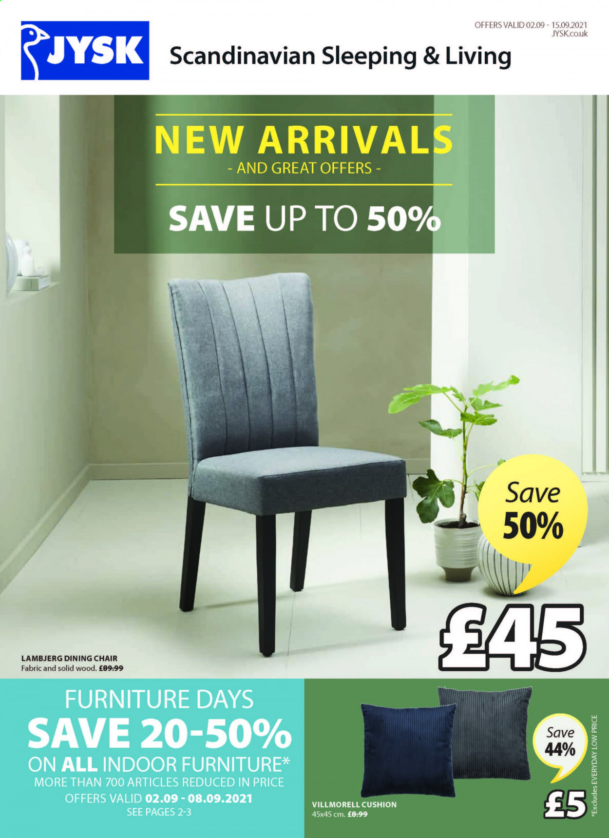 thumbnail - JYSK offer  - 02/09/2021 - 15/09/2021 - Sales products - chair, dining chair, cushion, chair pad. Page 1.
