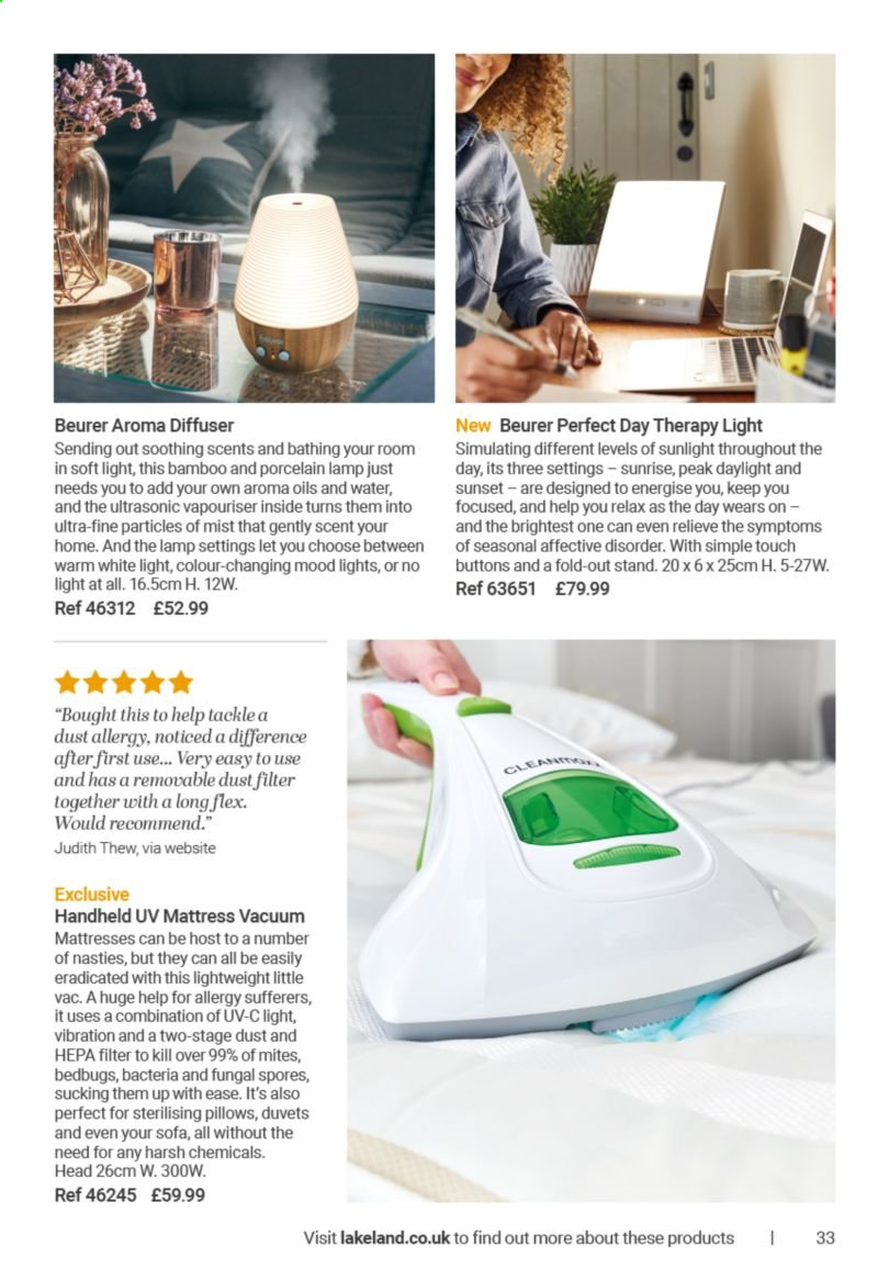thumbnail - Lakeland offer  - Sales products - diffuser, duvet, pillow. Page 33.