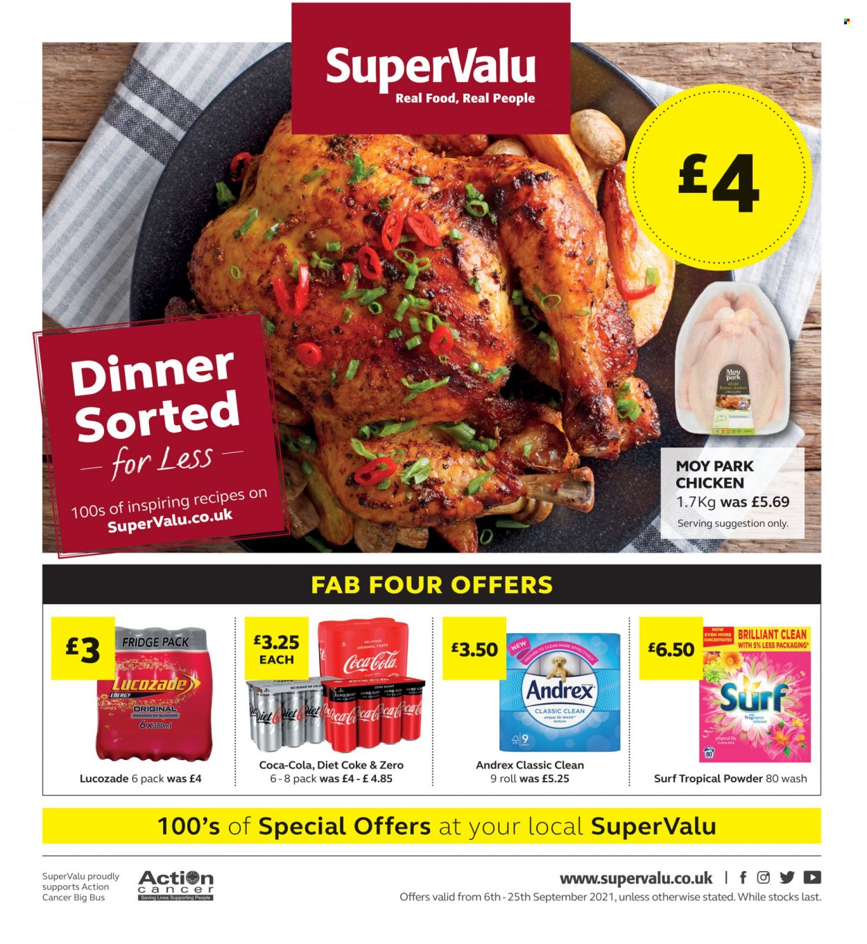 thumbnail - SuperValu offer  - 06/09/2021 - 25/09/2021 - Sales products - Coca-Cola, Diet Coke, Lucozade, Fab, Surf. Page 1.