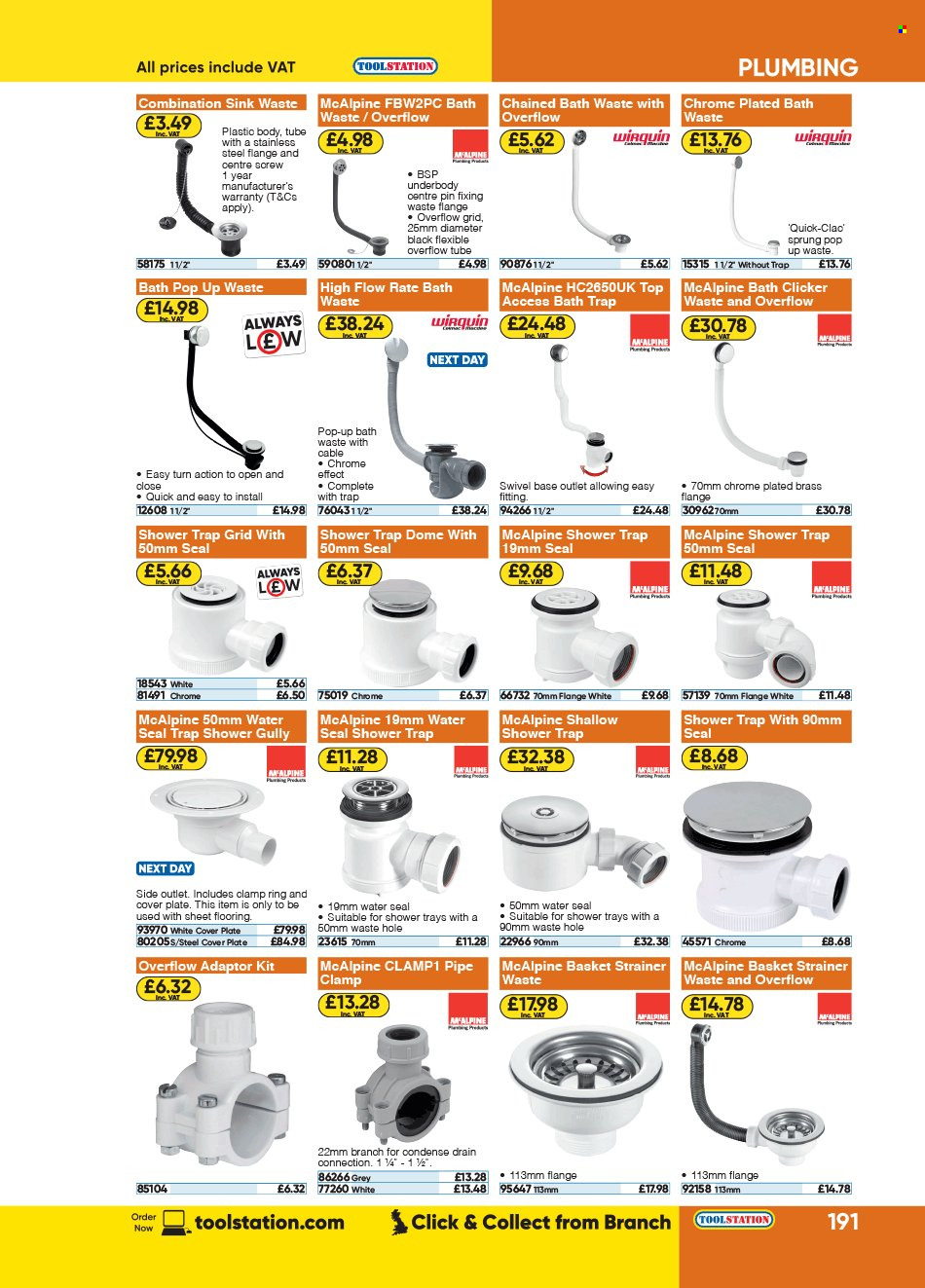 thumbnail - Toolstation offer  - Sales products - pipe, sink, basket. Page 191.
