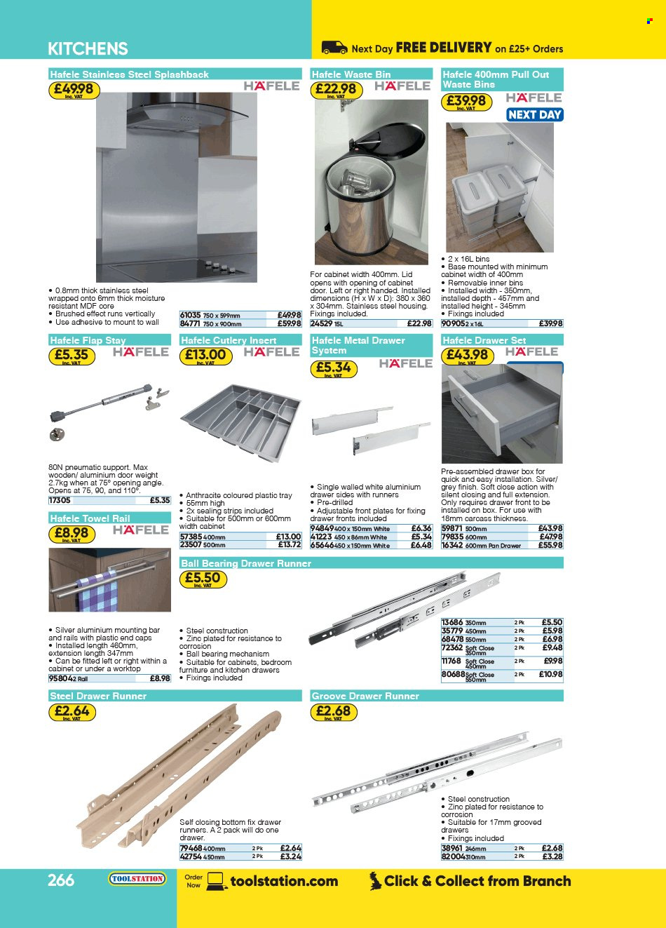 thumbnail - Toolstation offer  - Sales products - towel hanger, Hafele, cabinet. Page 266.