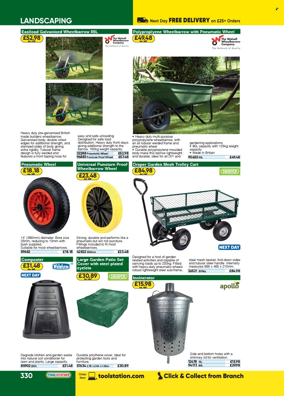 thumbnail - Toolstation offer  - Sales products - basket, wheelbarrow, gardening tools, trolley, cart. Page 330.