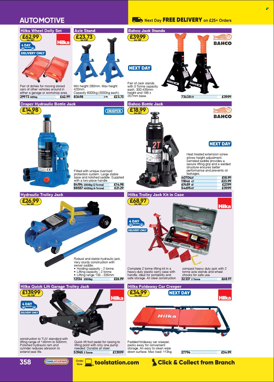 thumbnail - Toolstation offer  - Sales products - trolley, hydraulic trolley, pump. Page 358.