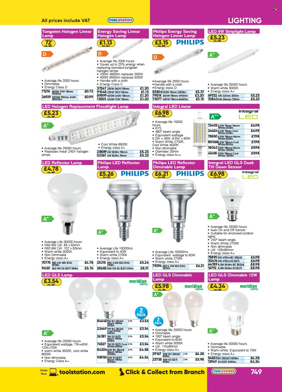 thumbnail - Toolstation offer  - Sales products - Philips, lamp, floodlight. Page 749.