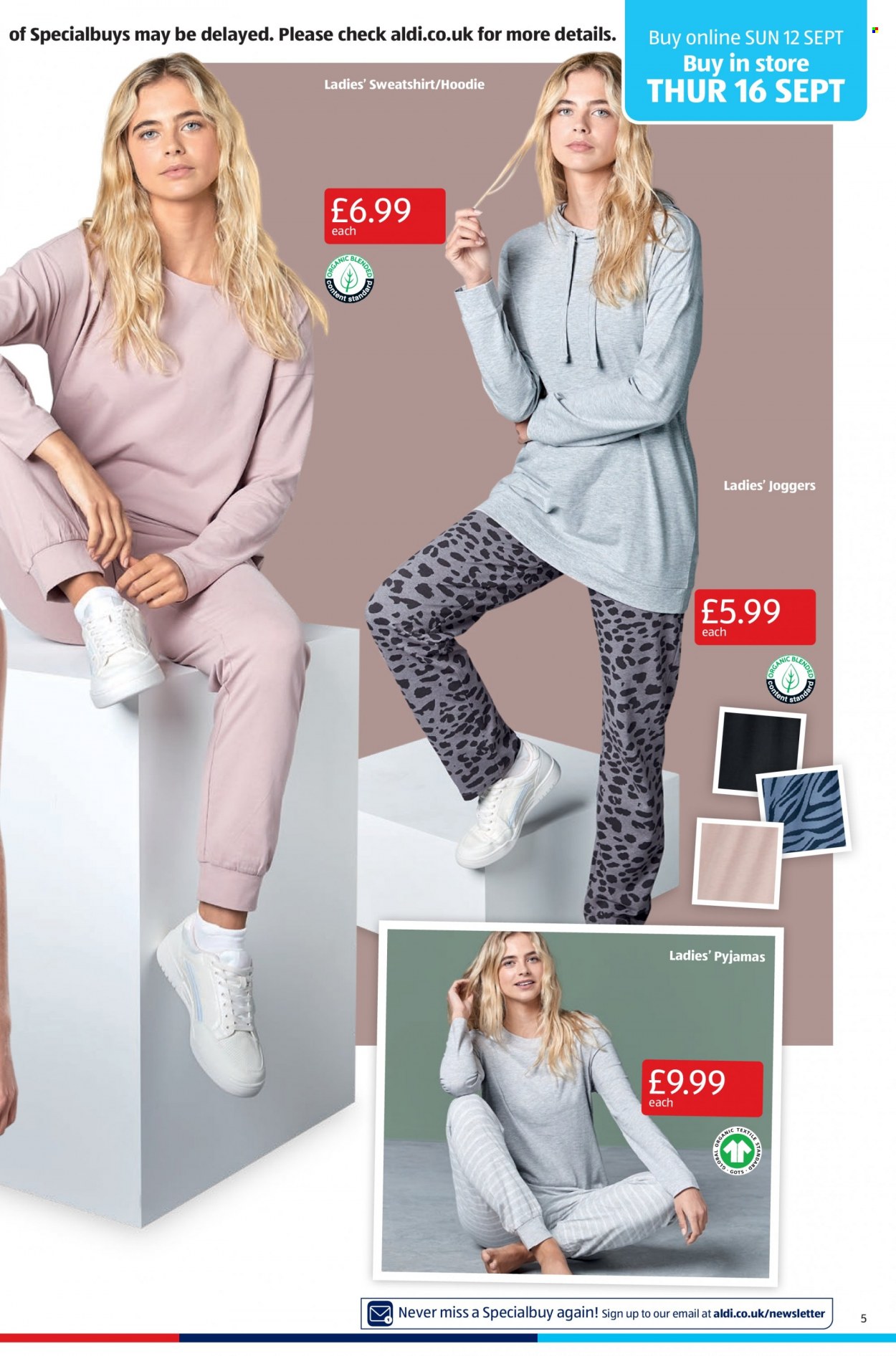 thumbnail - Aldi offer  - 12/09/2021 - 19/09/2021 - Sales products - sweatshirt, hoodie, pajamas, joggers. Page 5.