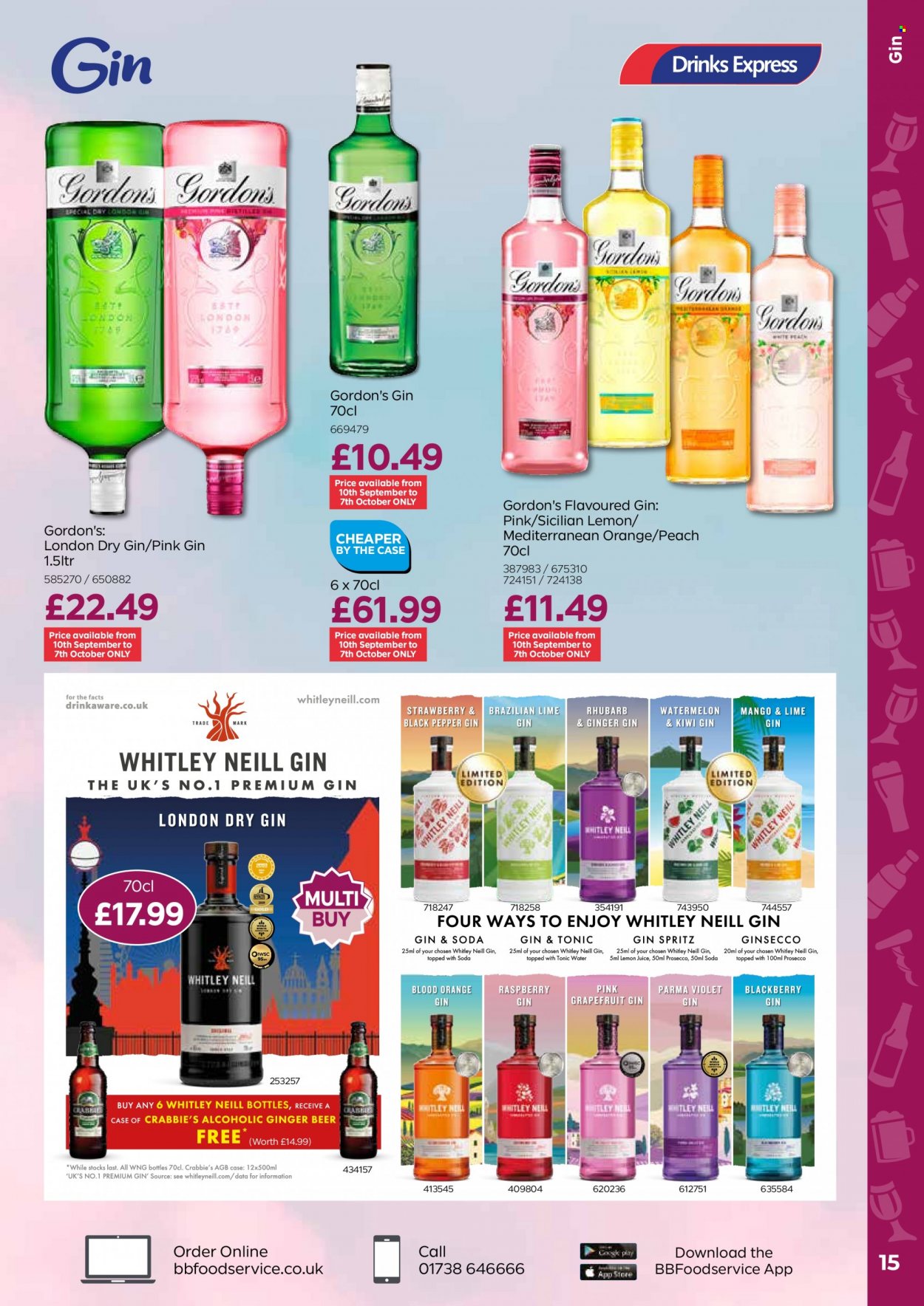 thumbnail - Bestway offer  - 10/09/2021 - 04/11/2021 - Sales products - ginger beer, beer, grapefruits, kiwi, watermelon, black pepper, lemon juice, prosecco, Gordon's, gin & tonic. Page 15.