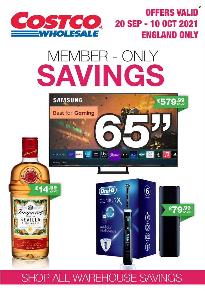 Costco offer  - 20.9.2021 - 10.10.2021 - Sales products - gin, Oral-B, Samsung, samsung tv, TV. Page 1.