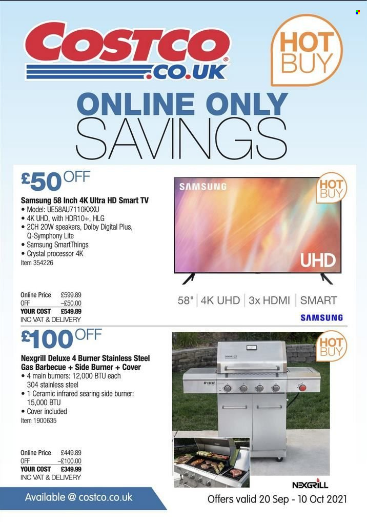 thumbnail - Costco offer  - 20/09/2021 - 10/10/2021 - Sales products - Samsung, smart tv, UHD TV, ultra hd, TV. Page 20.