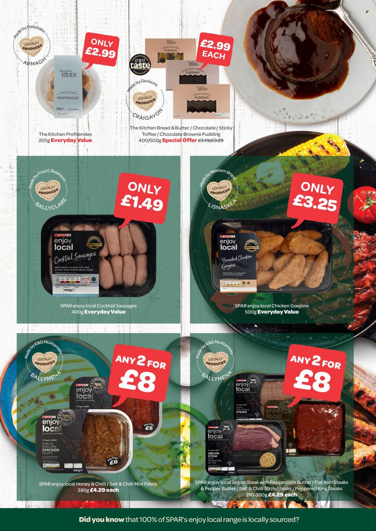 thumbnail - SPAR offer  - 20/09/2021 - 10/10/2021 - Sales products - beef sirloin, steak, sirloin steak, brownies, sausage, pudding, butter, chocolate, toffee, honey. Page 7.
