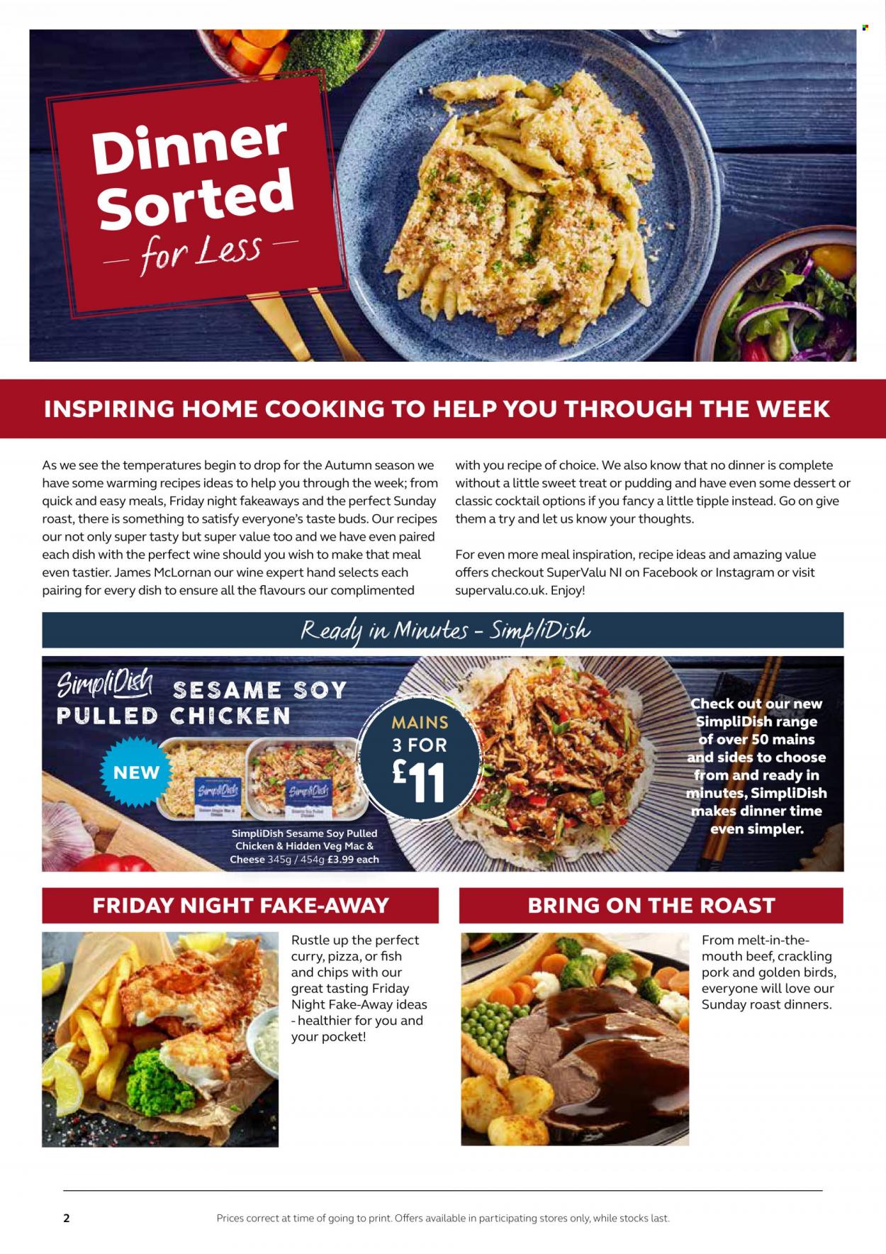 thumbnail - SuperValu offer  - Sales products - pizza, pulled chicken, pudding, chips. Page 2.