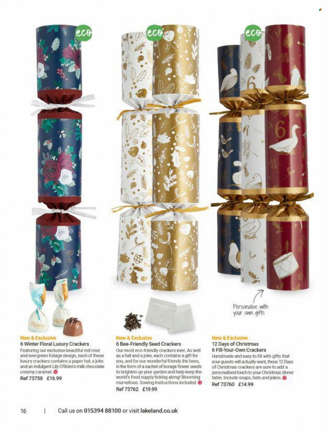 thumbnail - Lakeland offer  - Sales products - chocolate, crackers, paper, christmas crackers. Page 15.