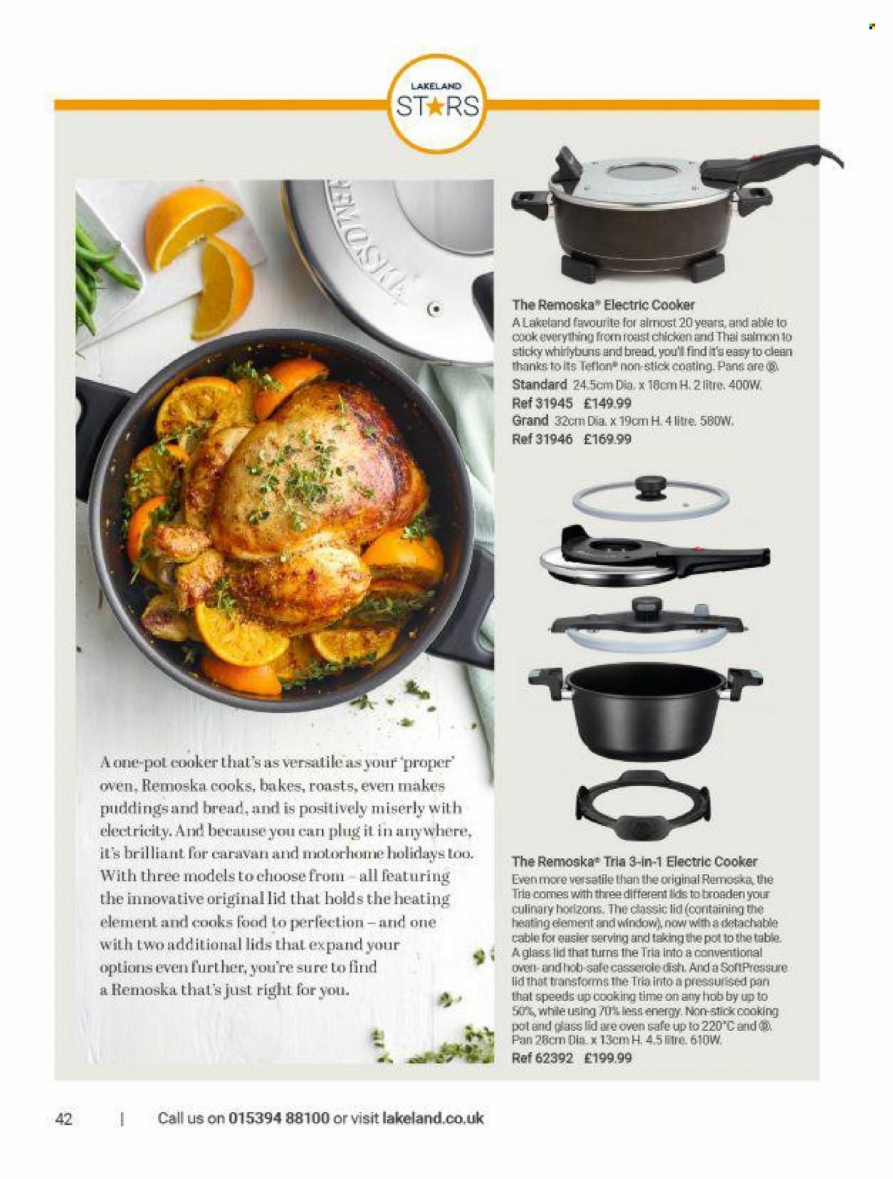thumbnail - Lakeland offer  - Sales products - lid, pot, pan, electric cooker. Page 43.