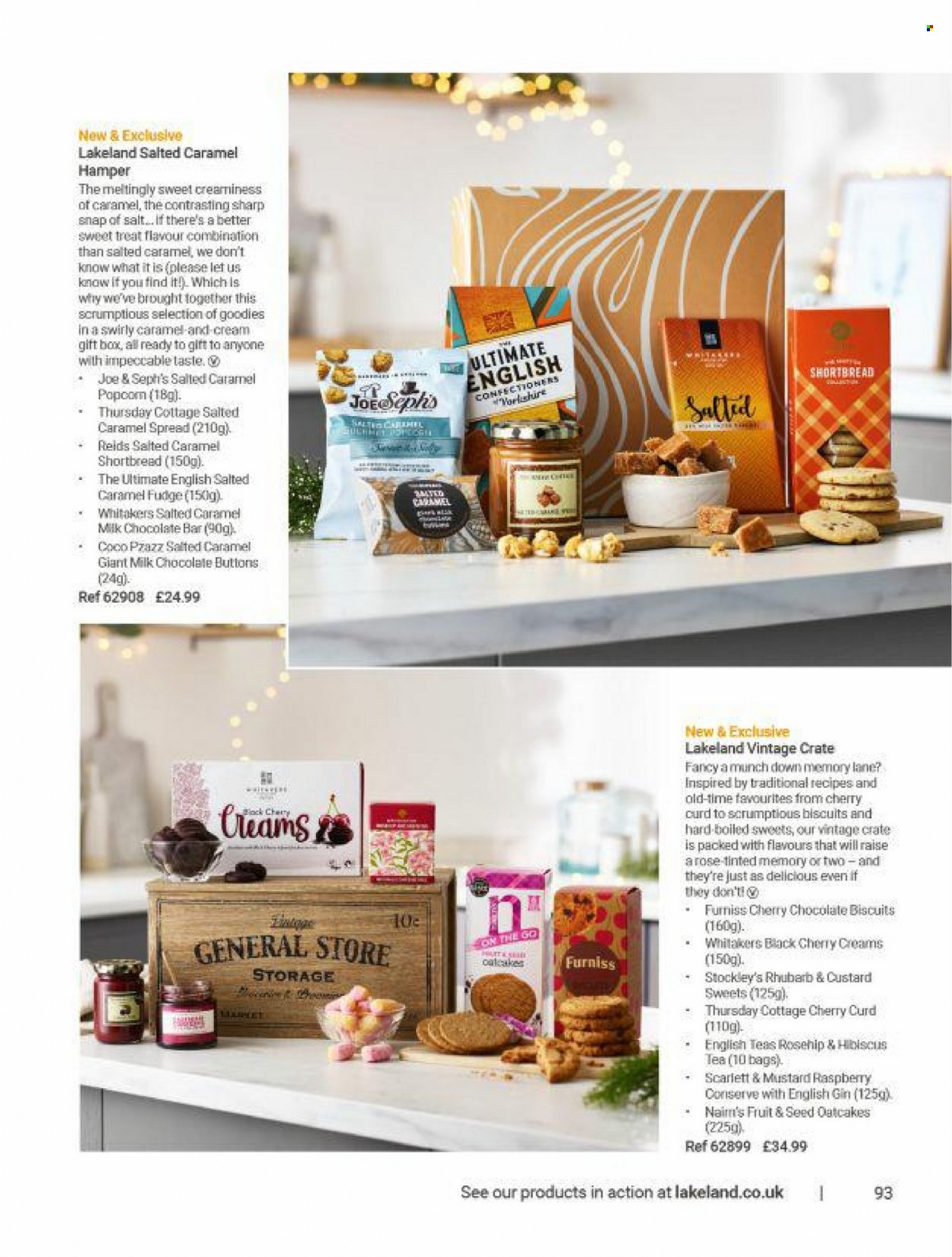 thumbnail - Lakeland offer  - Sales products - biscuit, fudge, milk chocolate, hamper, chocolate bar, crate, bag, Sharp, gift box. Page 93.