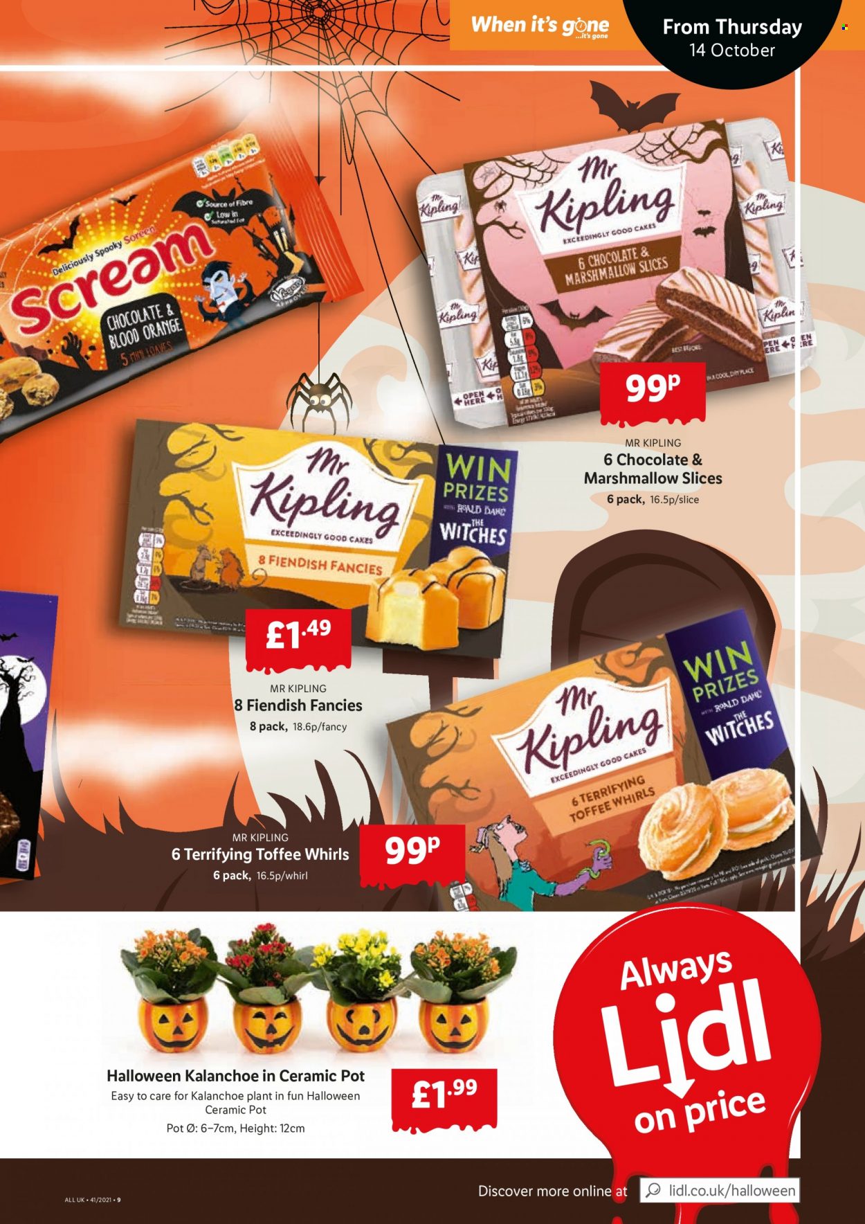thumbnail - Lidl offer  - 14/10/2021 - 20/10/2021 - Sales products - Halloween, cake, marshmallows, chocolate, toffee, pot. Page 3.