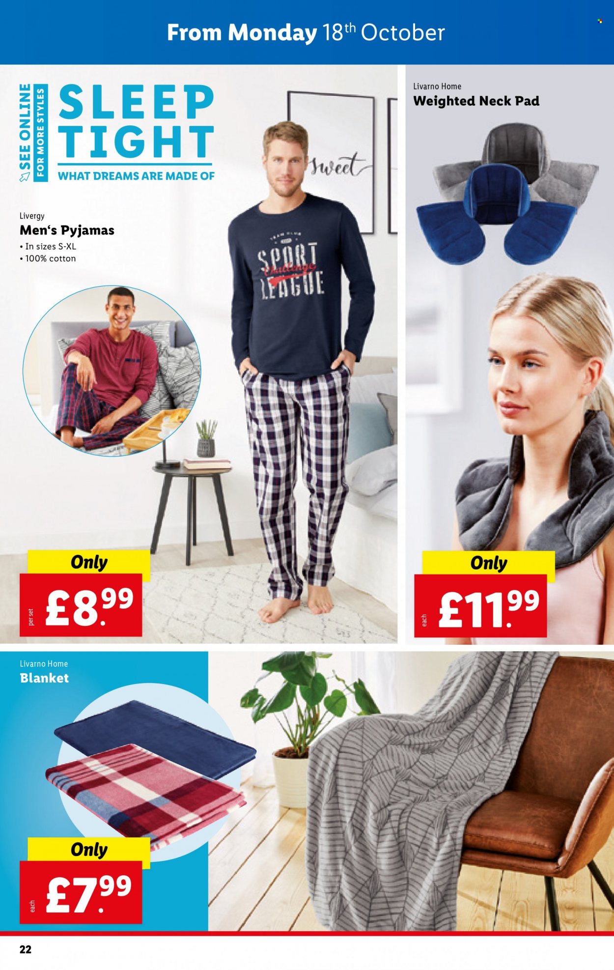 thumbnail - Lidl offer  - 14/10/2021 - 20/10/2021 - Sales products - blanket, pajamas. Page 22.