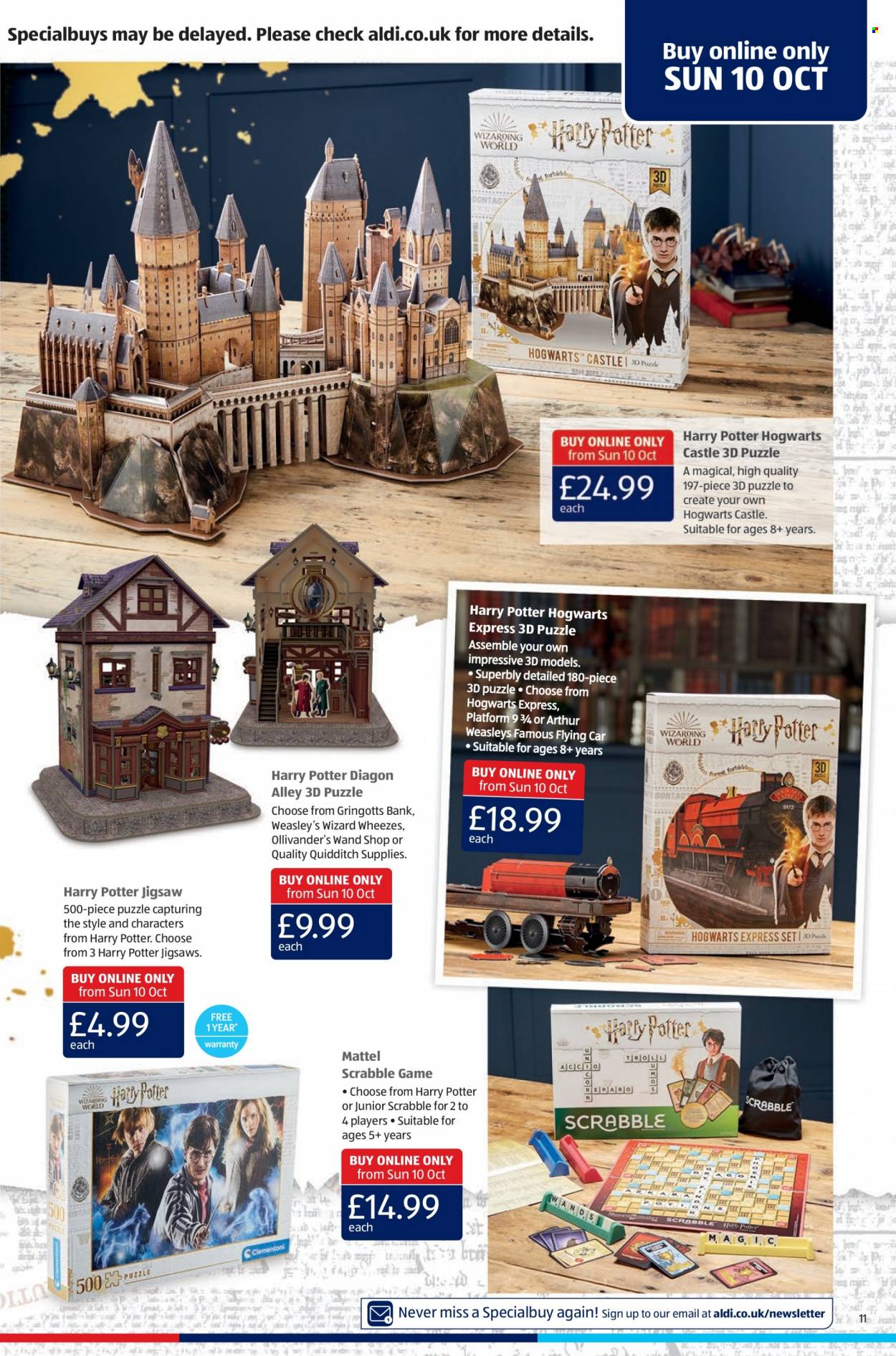 thumbnail - Aldi offer  - 10/10/2021 - 17/10/2021 - Sales products - Harry Potter, Hogwarts, Mattel, puzzle. Page 11.