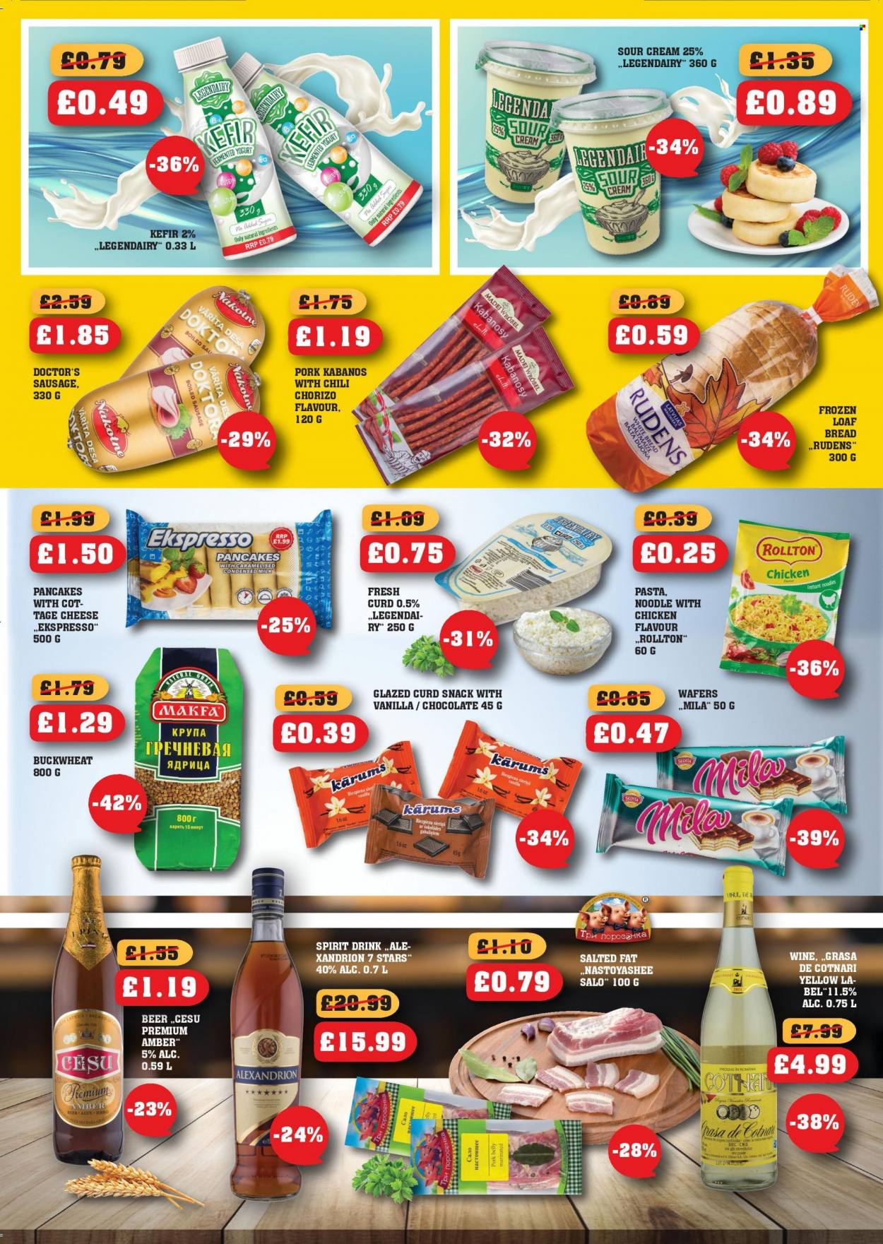 thumbnail - MyMINIMIX offer  - 11/10/2021 - 30/10/2021 - Sales products - beer, pork belly, pork meat, noodles, pasta, instant noodles, pancakes, chorizo, sausage, cheese, curd, yoghurt, milk, condensed milk, kefir, sour cream, wafers, chocolate, buckwheat, wine. Page 2.