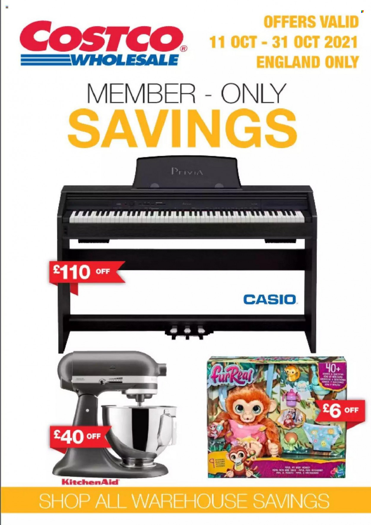 Costco offer  - 11.10.2021 - 31.10.2021 - Sales products - KitchenAid, Casio. Page 1.