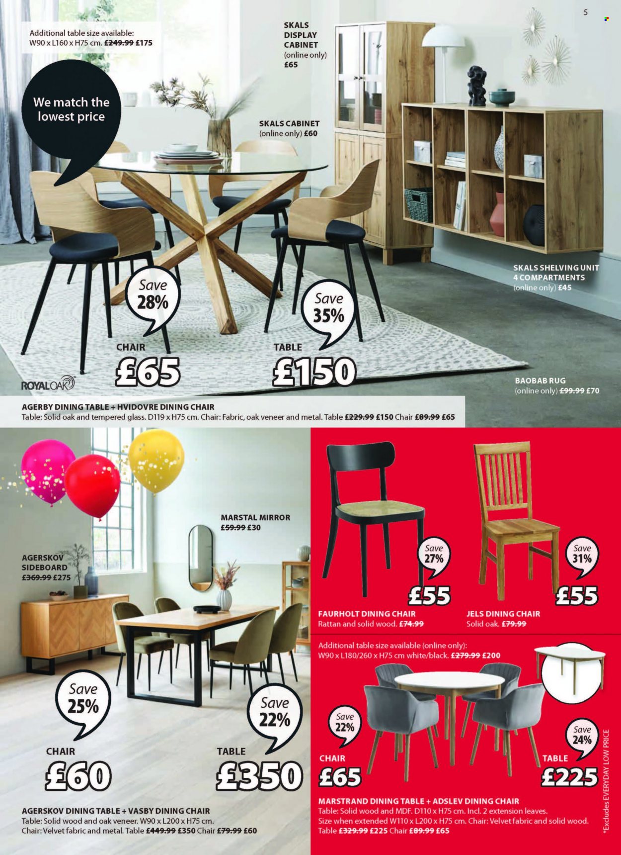 thumbnail - JYSK offer  - 14/10/2021 - 27/10/2021 - Sales products - cabinet, dining table, table, chair, dining chair, sideboard, shelves, shelf unit, mirror, chair pad, rug. Page 5.