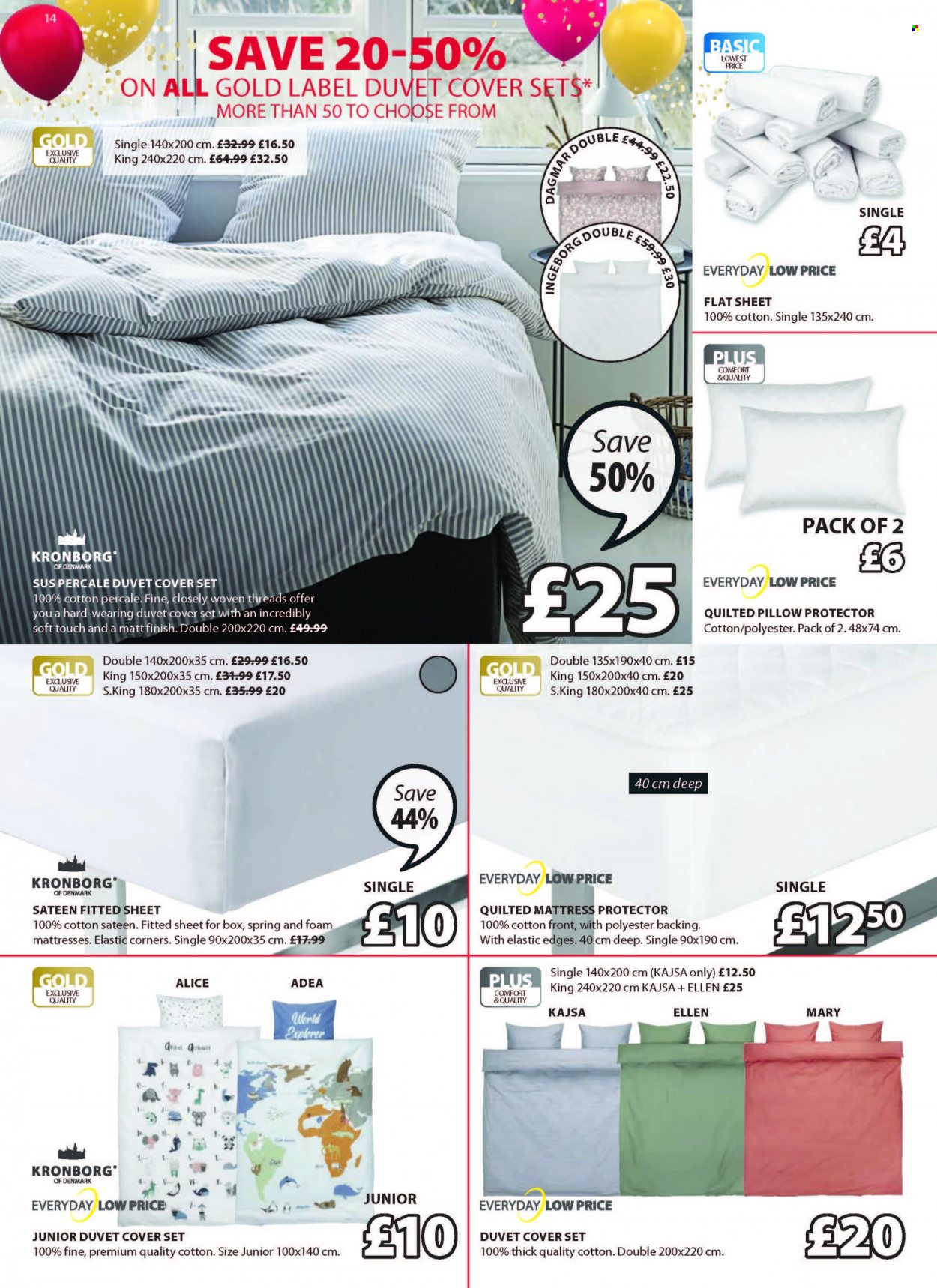 thumbnail - JYSK offer  - 14/10/2021 - 27/10/2021 - Sales products - mattress, mattress protector, Kronborg, duvet, pillow, quilt cover set. Page 14.