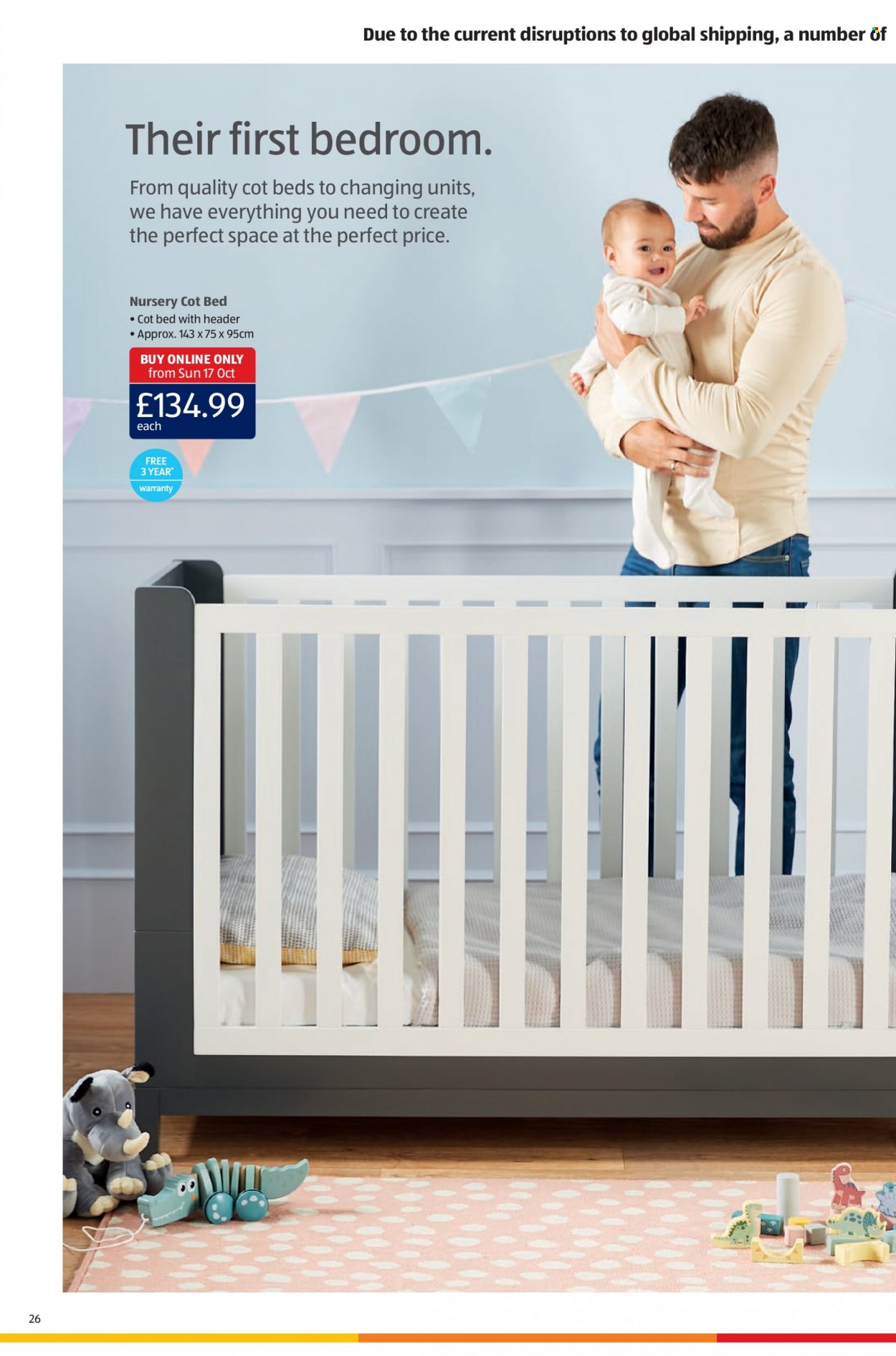 thumbnail - Aldi offer  - 17/10/2021 - 24/10/2021 - Sales products - bed, nursery cot. Page 26.