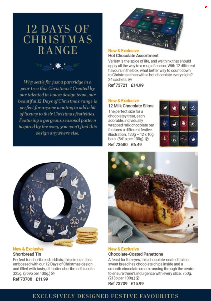 thumbnail - Lakeland offer  - Sales products - panettone, sweet bread, biscuit, milk chocolate, chocolate bar, hot chocolate, mug. Page 3.
