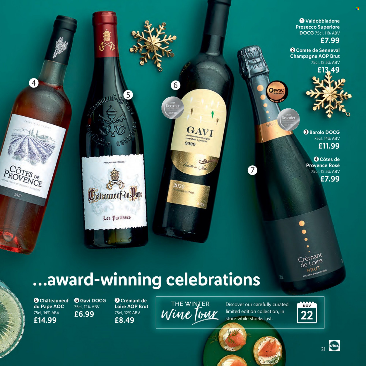 thumbnail - Lidl offer  - Sales products - Celebration, champagne, prosecco, wine, rosé wine. Page 31.