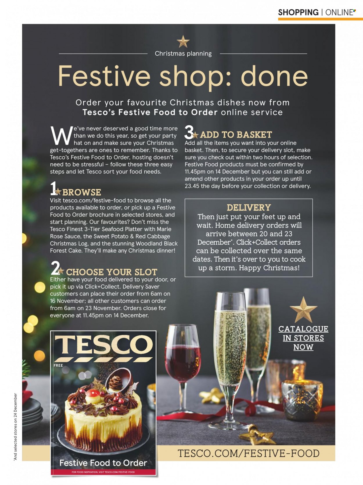 thumbnail - Tesco offer  - Sales products - cabbage, cake, seafood, rosé wine, basket. Page 57.
