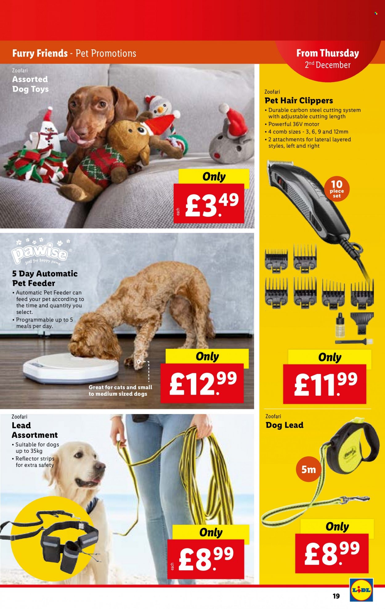 thumbnail - Lidl offer  - 02/12/2021 - 08/12/2021 - Sales products - strips, comb, pan, feeder, dog toy, dog lead. Page 19.