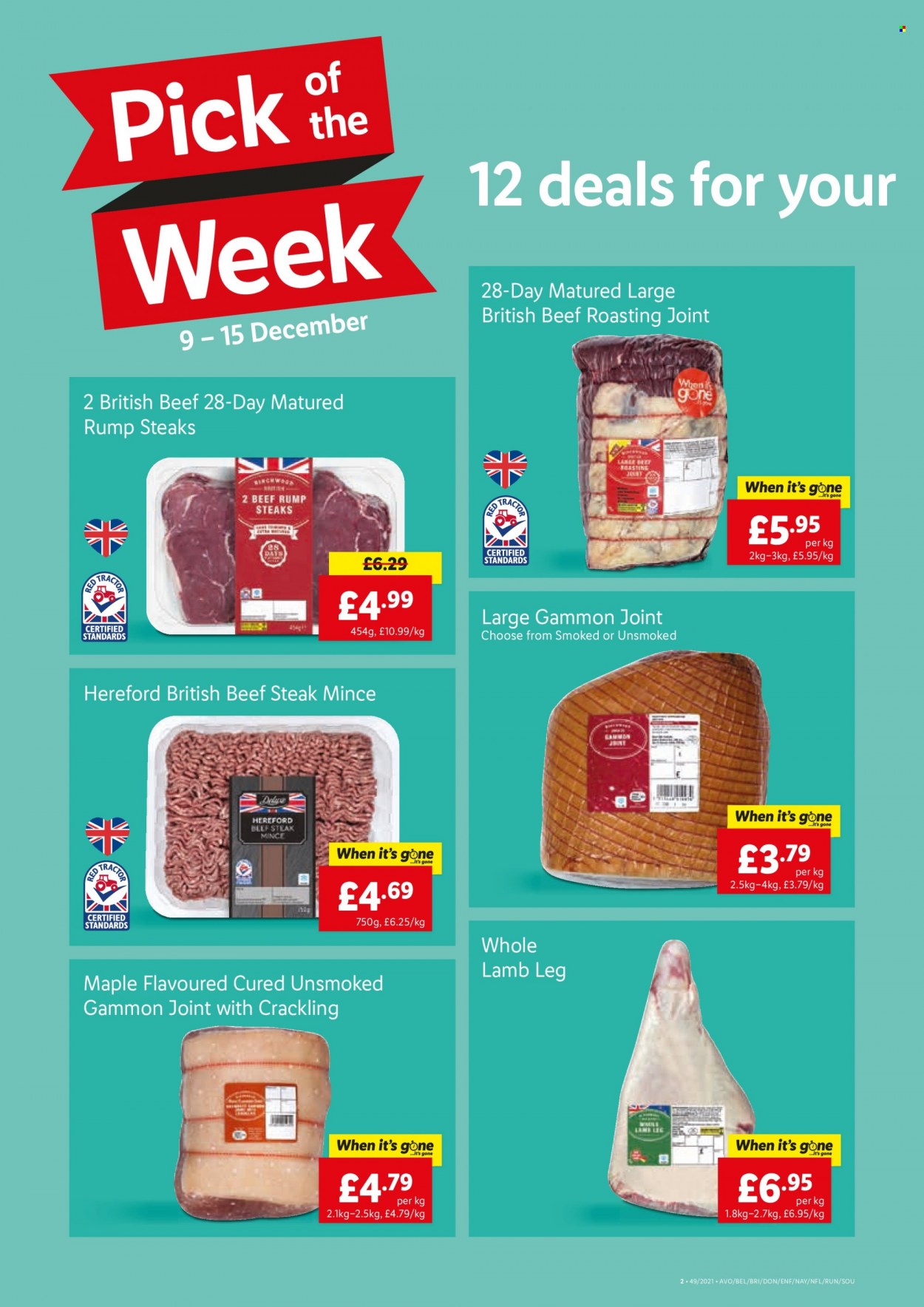 thumbnail - Lidl offer  - 09/12/2021 - 15/12/2021 - Sales products - beef meat, beef steak, steak, lamb meat, lamb leg, whole lamb, gammon. Page 2.