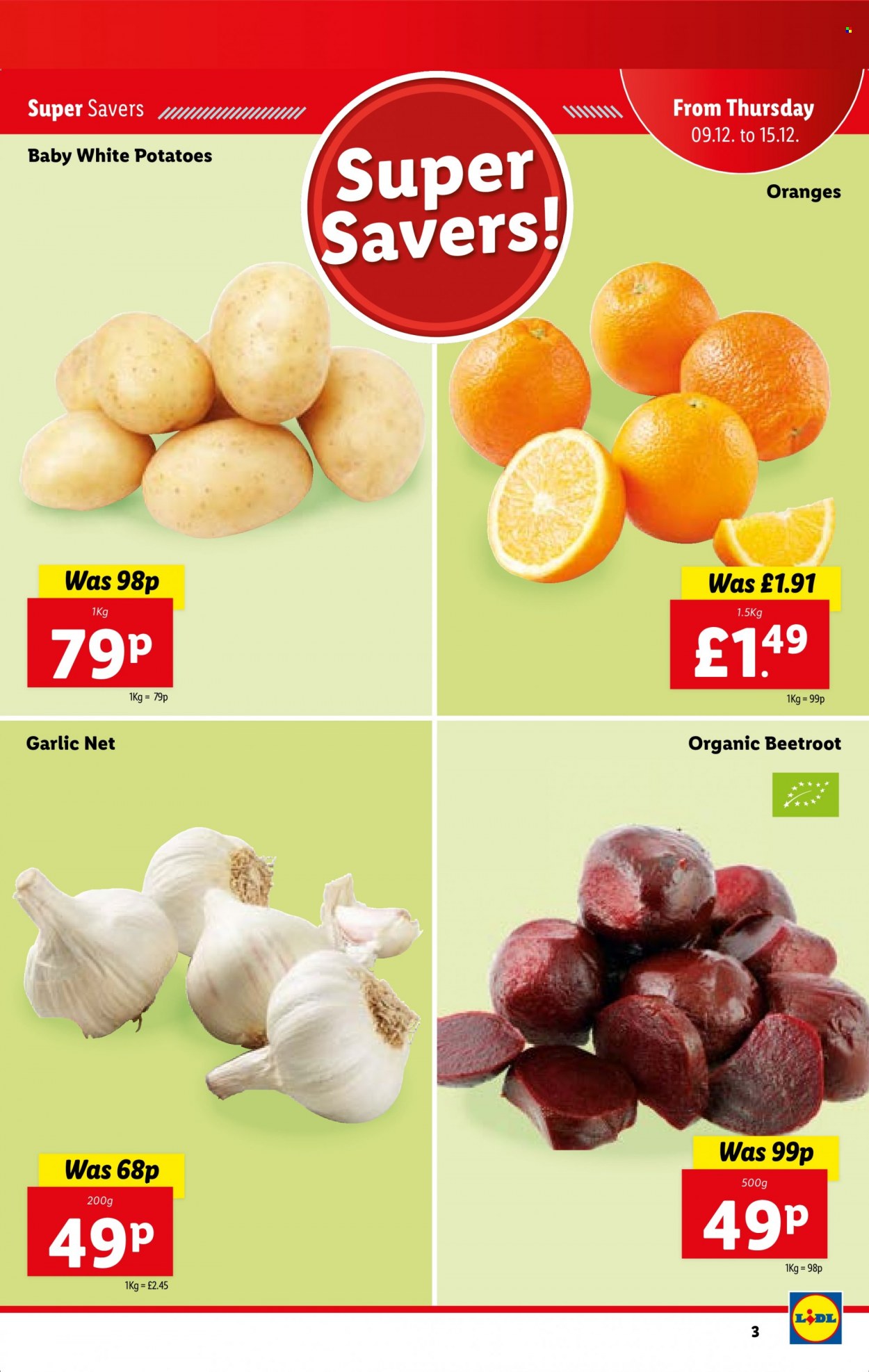 thumbnail - Lidl offer  - 09/12/2021 - 15/12/2021 - Sales products - garlic, potatoes, oranges. Page 3.