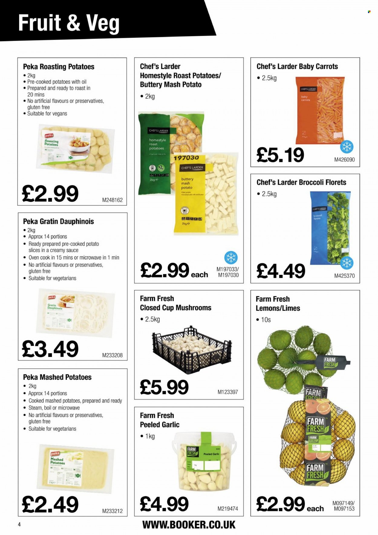 thumbnail - Makro offer  - 06/12/2021 - 04/01/2022 - Sales products - broccoli, carrots, garlic, limes, lemons, mashed potatoes, sauce. Page 4.