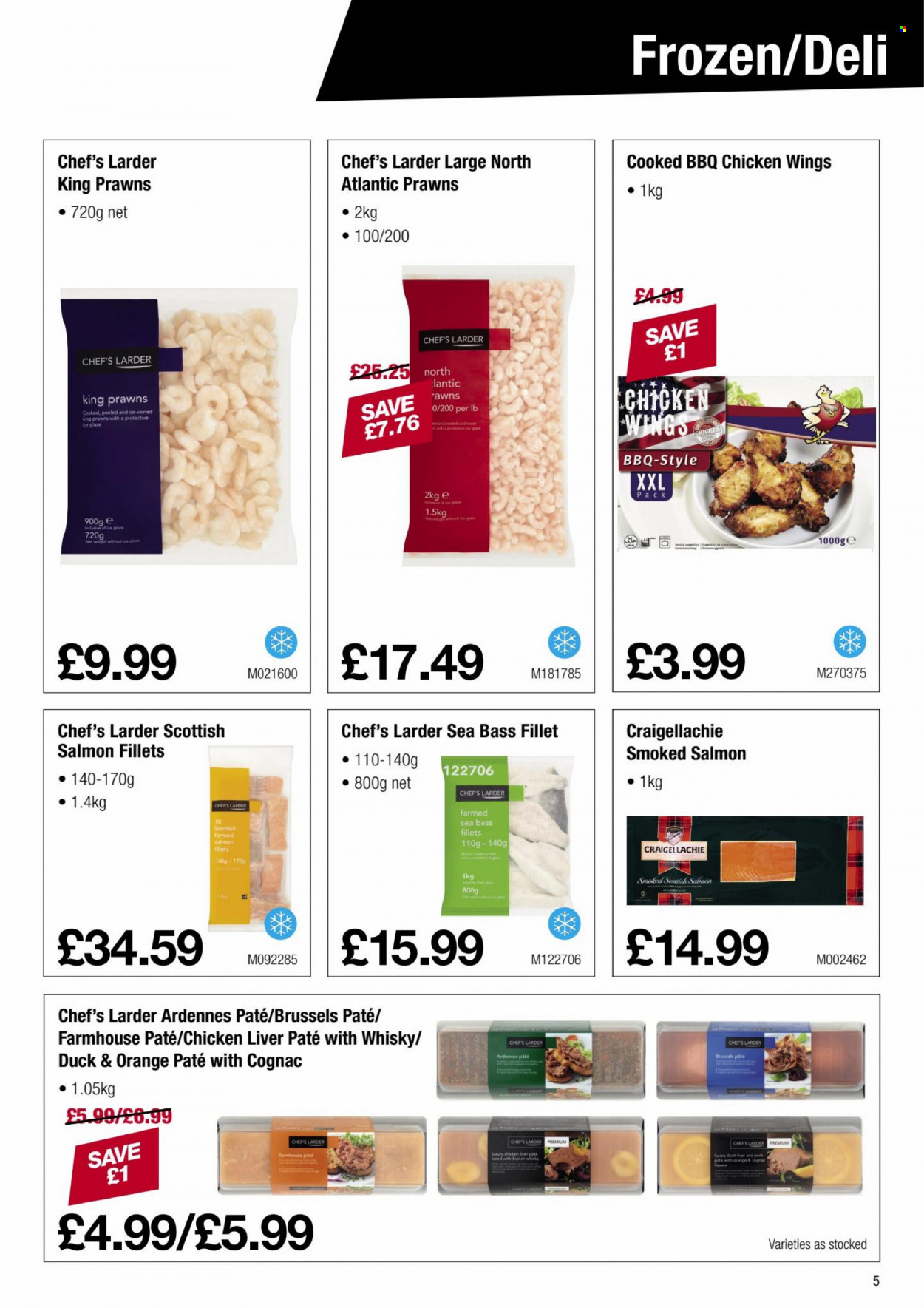 Makro offer  - 6.12.2021 - 4.1.2022 - Sales products - chicken wings, chicken meat, pita, salmon, salmon fillet, sea bass, smoked salmon, prawns, cognac, scotch whisky, whisky. Page 5.