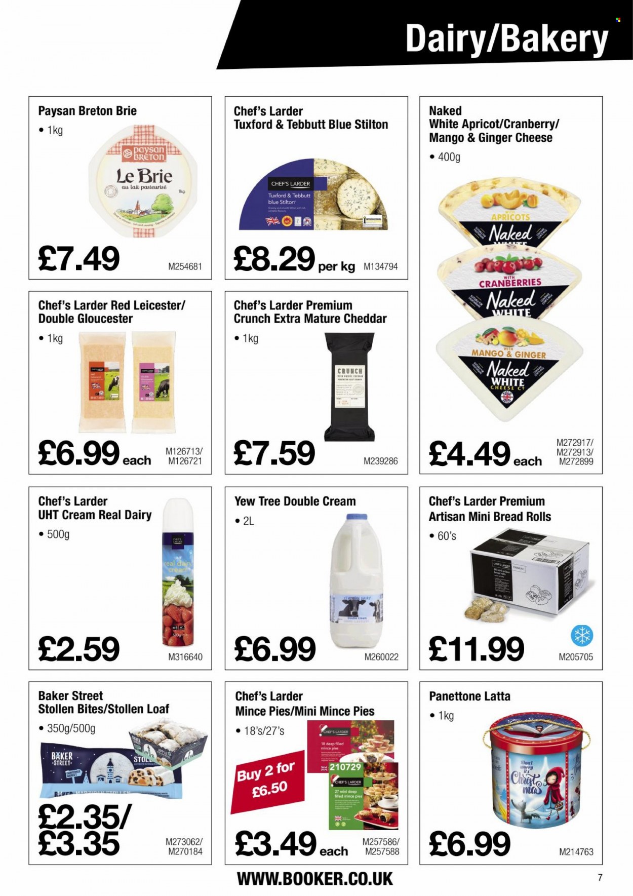 Makro offer  - 6.12.2021 - 4.1.2022 - Sales products - apricots, bread, christmas stollen, panettone, red leicester cheese, Stilton cheese, cheddar, cheese, brie cheese, cranberries. Page 7.