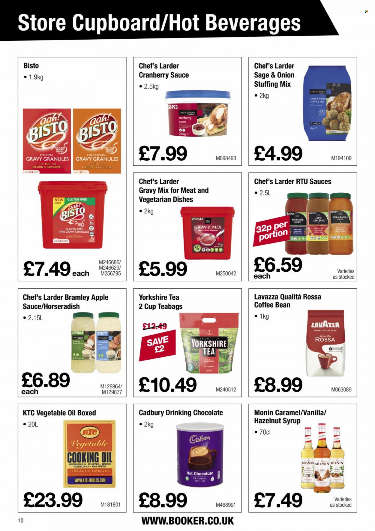thumbnail - Makro offer  - 06/12/2021 - 04/01/2022 - Sales products - horseradish, Tikka Masala, Cadbury, stuffing mix, gravy mix, caramel, chicken gravy, curry sauce, vegetable oil, oil, apple sauce, cranberry sauce, syrup, hot chocolate, tea bags, coffee, Lavazza, cup. Page 10.