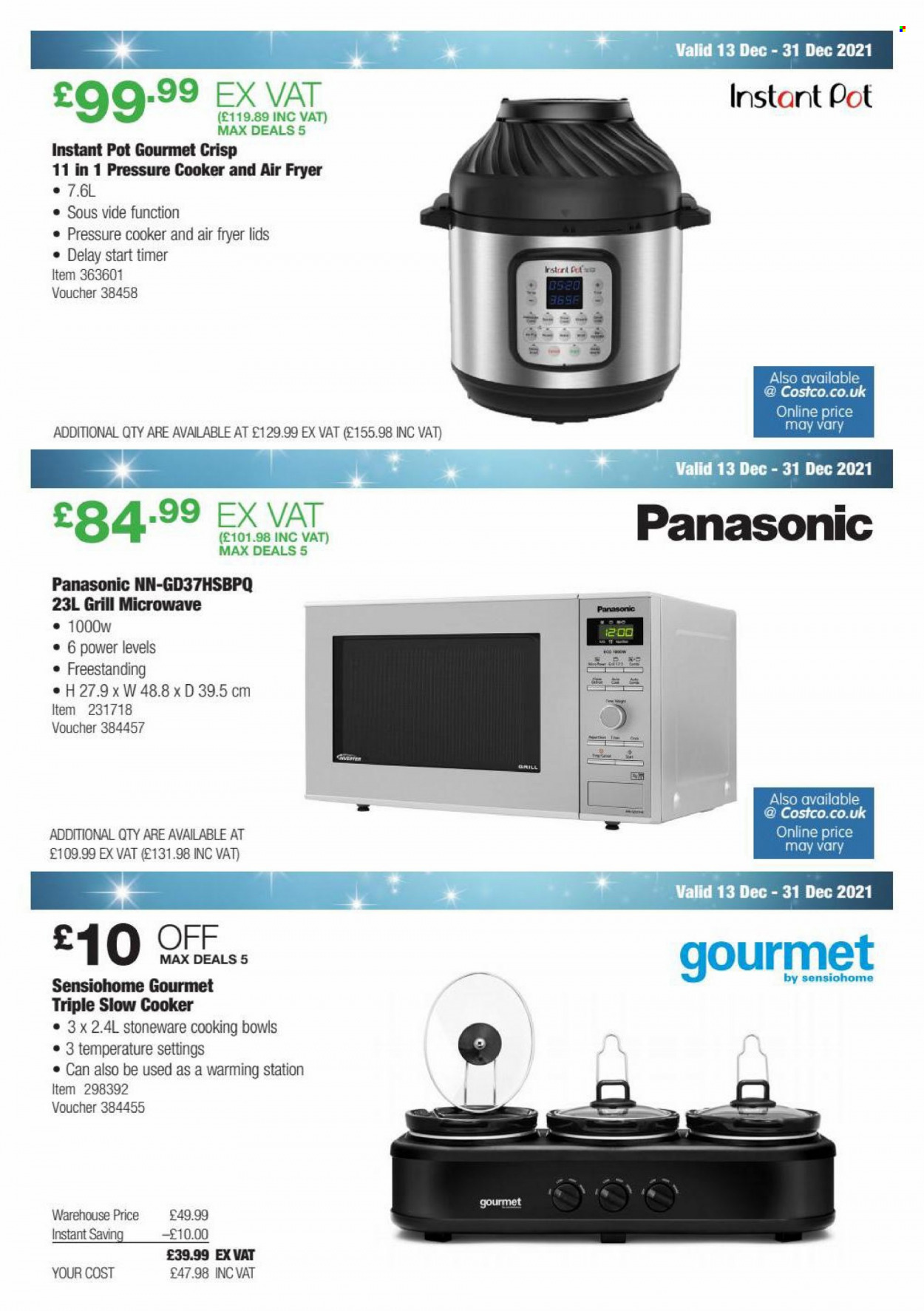 thumbnail - Costco offer  - 13/12/2021 - 31/12/2021 - Sales products - Panasonic, pot, pressure cooker, stoneware, microwave, slow cooker, air fryer, Instant Pot, grill. Page 3.