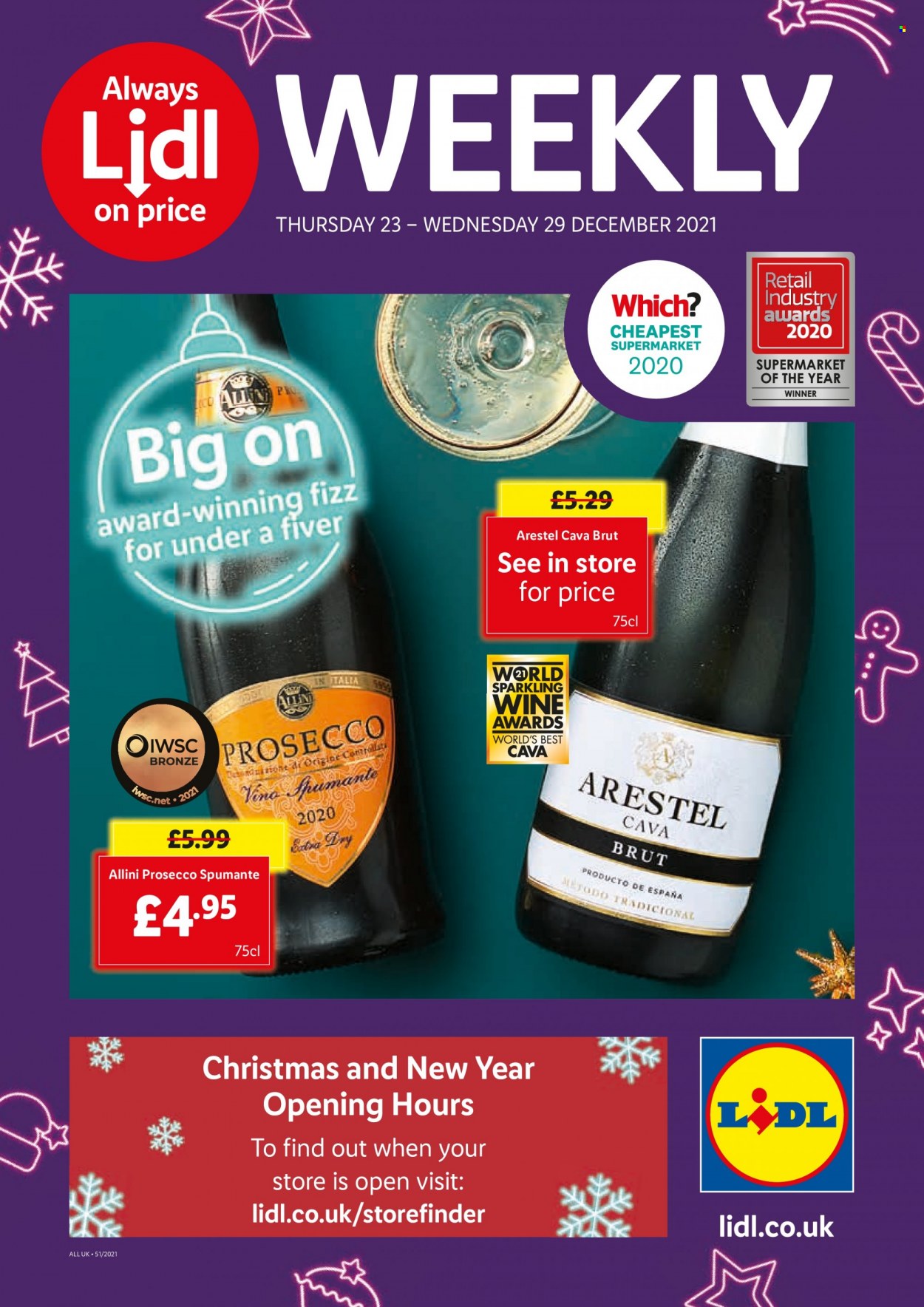 thumbnail - Lidl offer  - 23/12/2021 - 29/12/2021 - Sales products - spumante, prosecco, wine, Brut. Page 1.