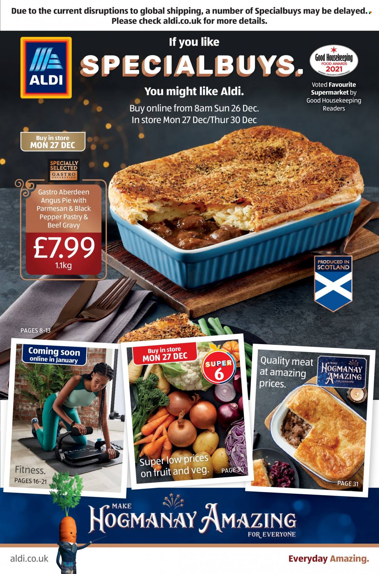 thumbnail - Aldi offer  - 26/12/2021 - 30/12/2021 - Sales products - pie, beef gravy, black pepper. Page 1.