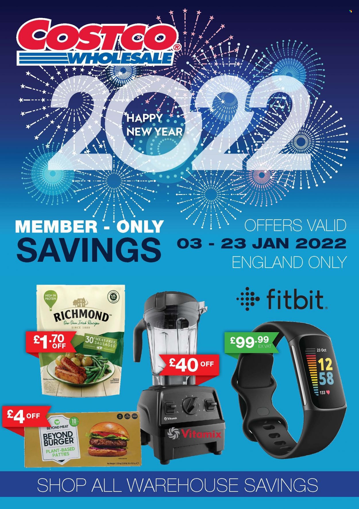 thumbnail - Costco offer  - 03/01/2022 - 23/01/2022 - Sales products - hamburger, sausage. Page 1.