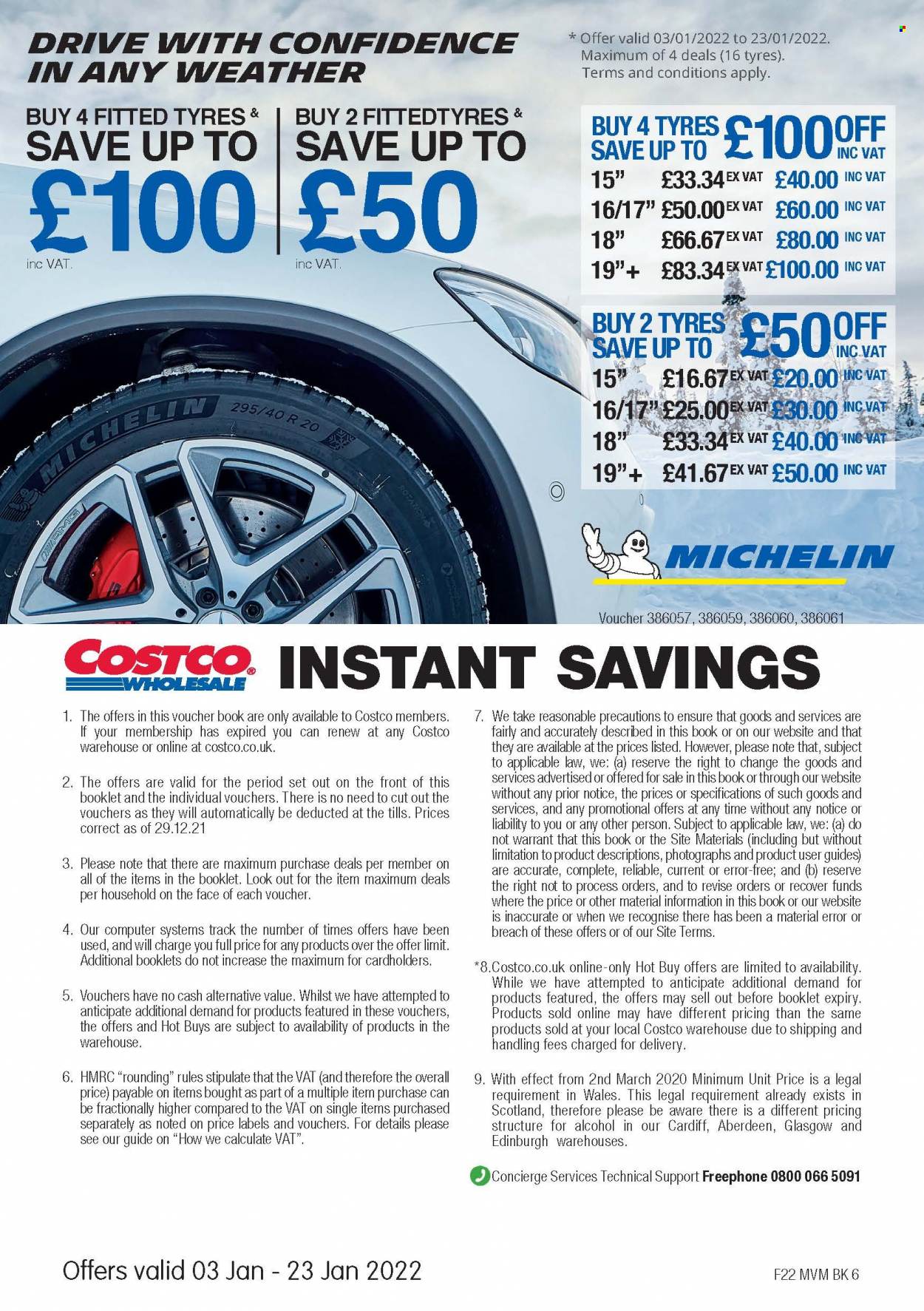 thumbnail - Costco offer  - 03/01/2022 - 23/01/2022 - Sales products - alcohol, book, computer, Michelin, tires. Page 28.