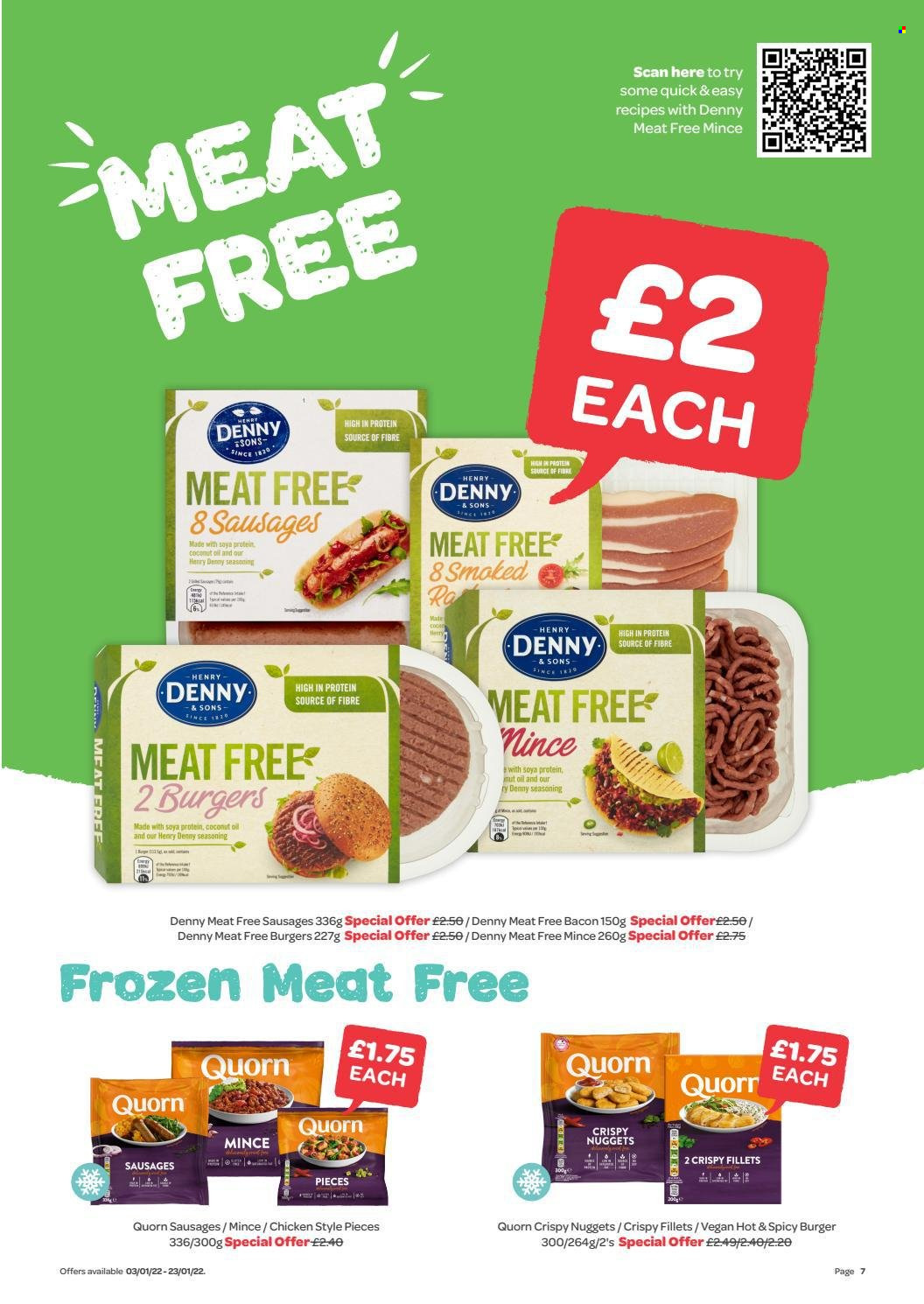 thumbnail - SPAR offer  - 03/01/2022 - 23/01/2022 - Sales products - hamburger, nuggets, bacon, sausage, spice, coconut oil. Page 7.