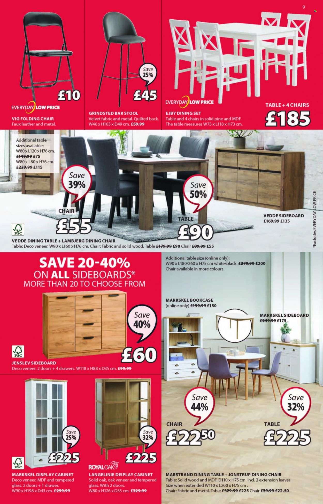 thumbnail - JYSK offer  - 06/01/2022 - 26/01/2022 - Sales products - cabinet, dining set, dining table, stool, chair, bar stool, dining chair, bookcase, sideboard, folding chair, chair pad, door. Page 9.